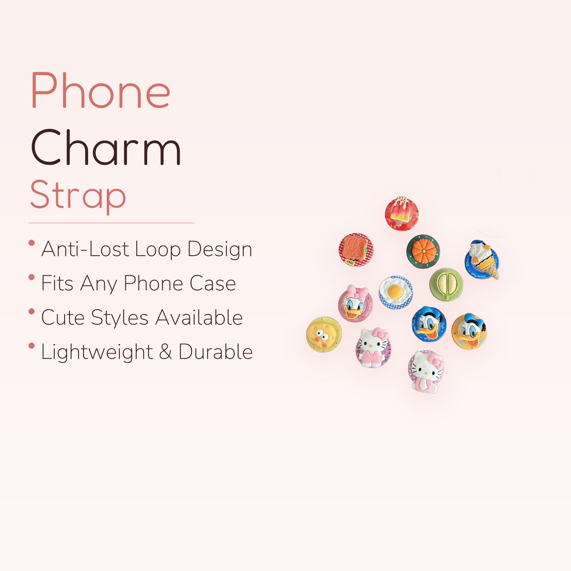 Assorted Food & Cartoon Character Phone Grips | Kawaii Pop Socket Stand Collection
