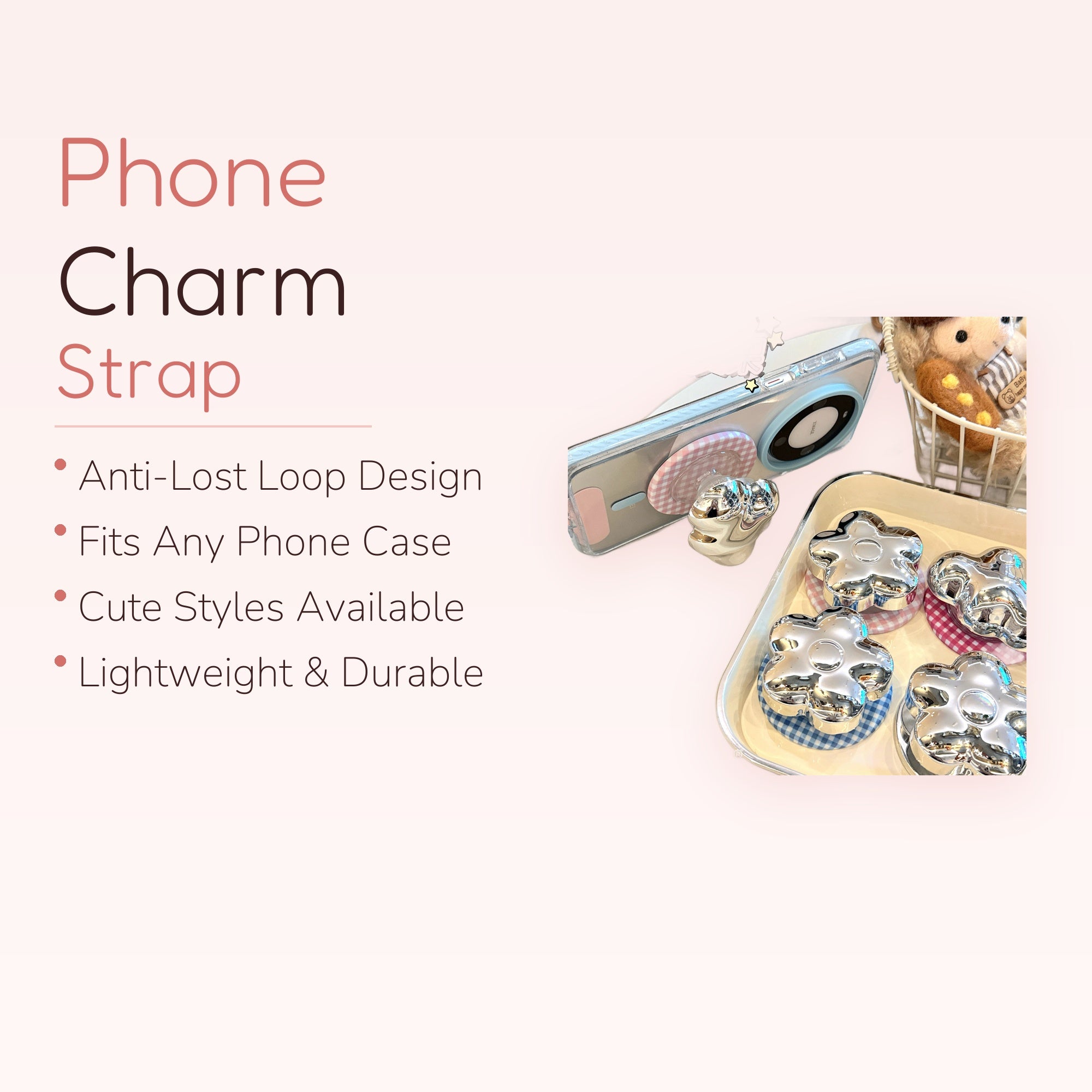 Chrome Flower Phone Grip | Kawaii Y2K Expandable Pop Socket Stand