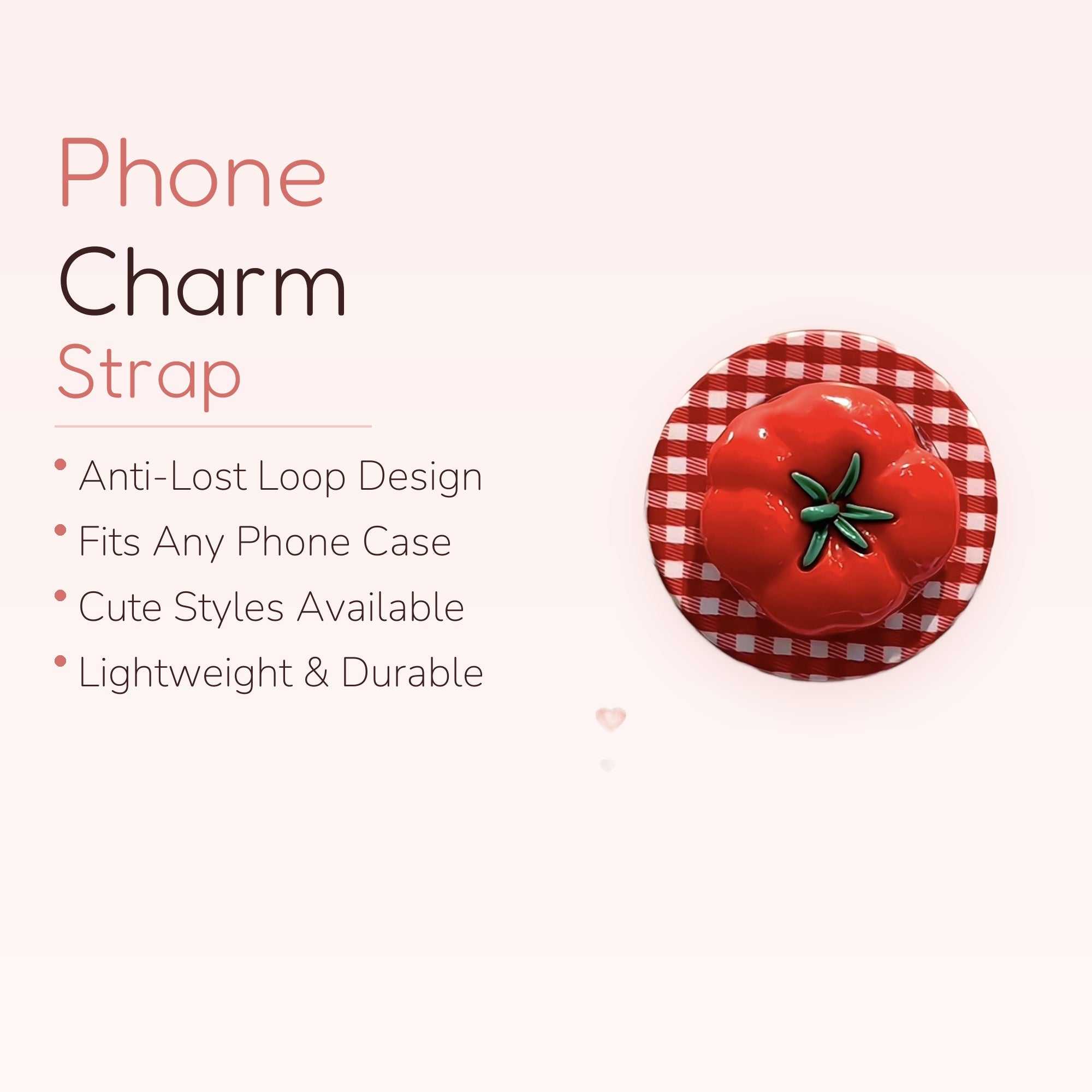 Red Tomato Gingham Phone Grip | Cute Foodie Pop Socket Stand