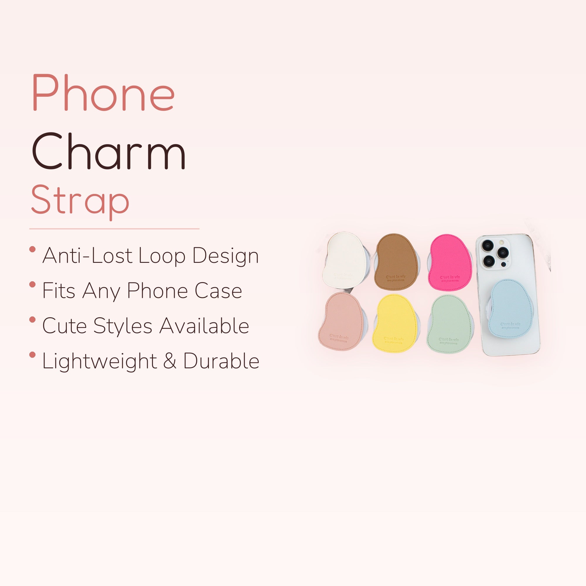 Aesthetic Organic Shape Phone Grip | Cute Pastel Faux Leather Pop Socket Stand