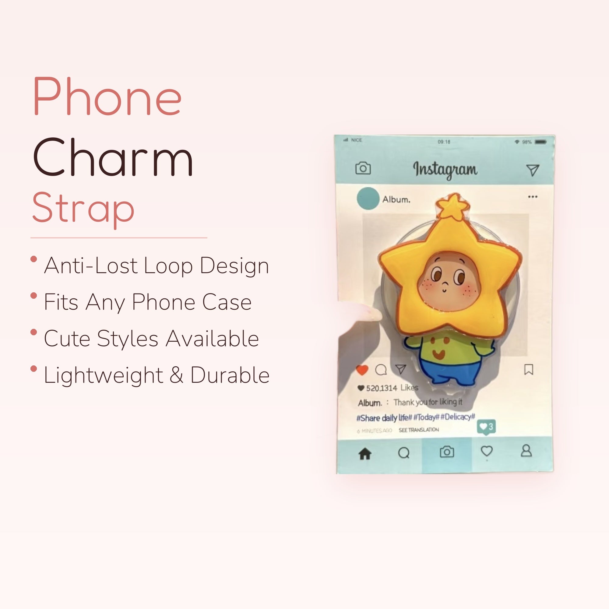 Cute Star Character Phone Grip | Kawaii Yellow Star Pop Socket Stand