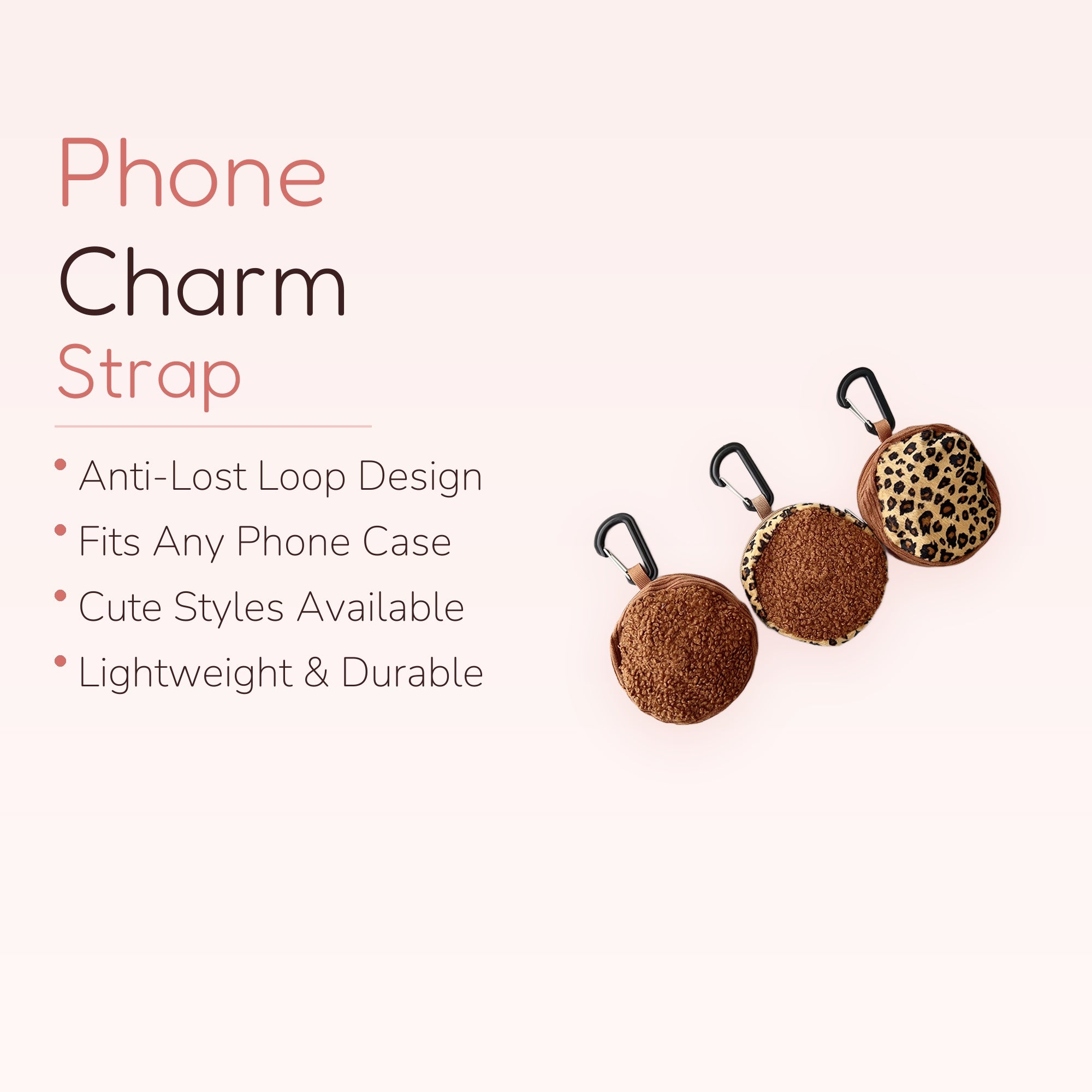 Brown Teddy Bear & Leopard Print Keychain Charm | Cute Fuzzy Mini Pouch