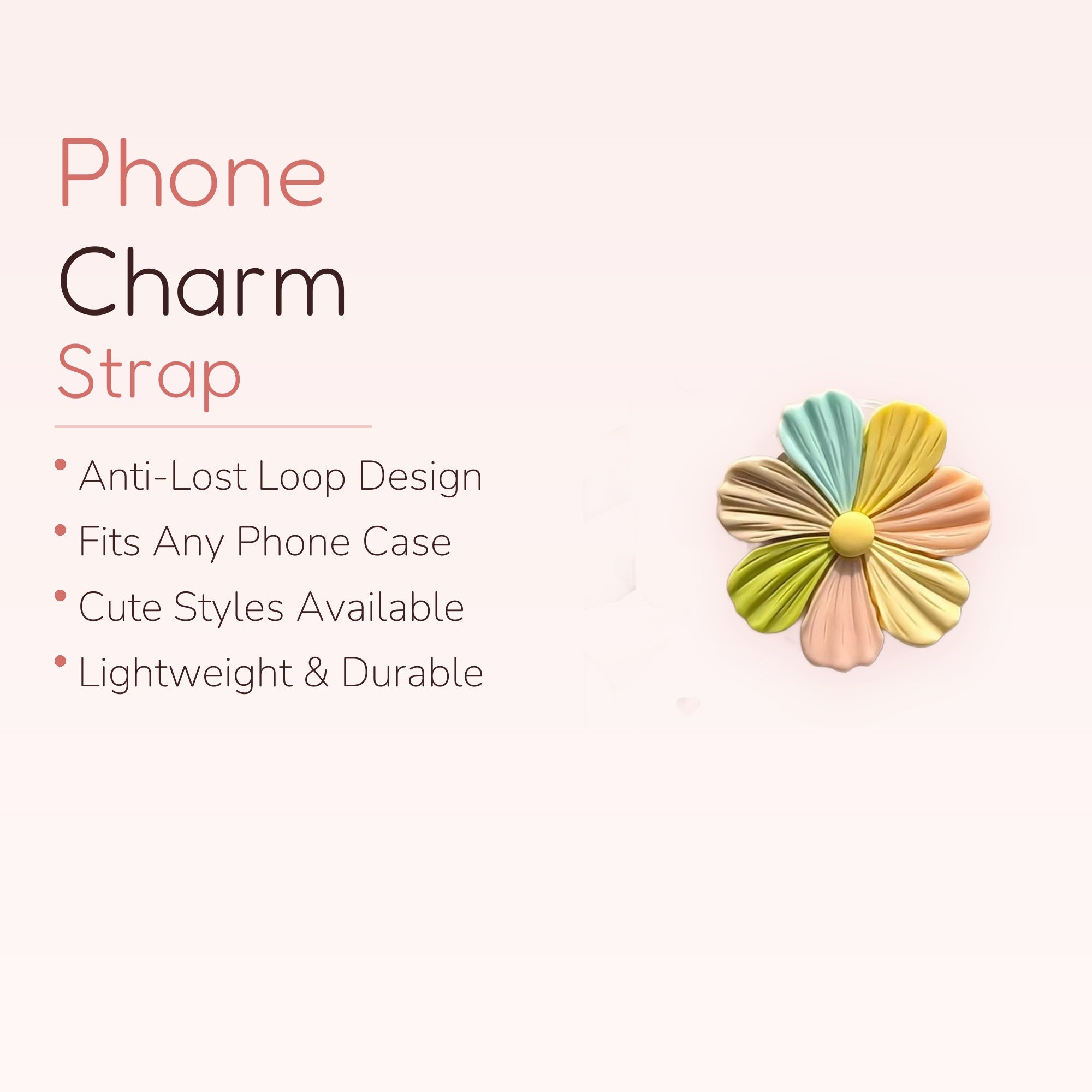 Pastel Rainbow Flower Phone Grip | Cute Floral Pop Socket Stand