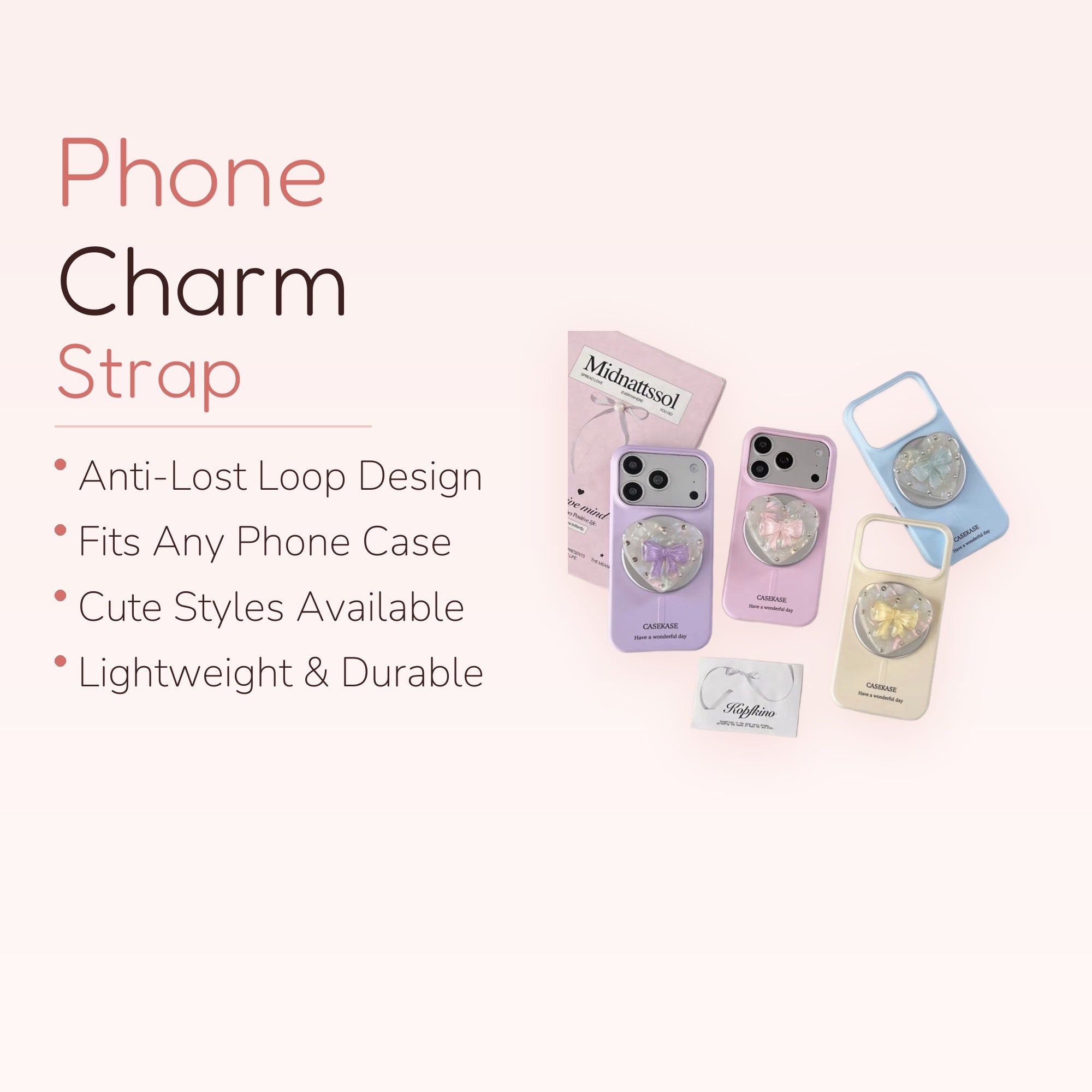 Pastel Heart Bow Phone Grip | Cute Iridescent Pop Socket Stand