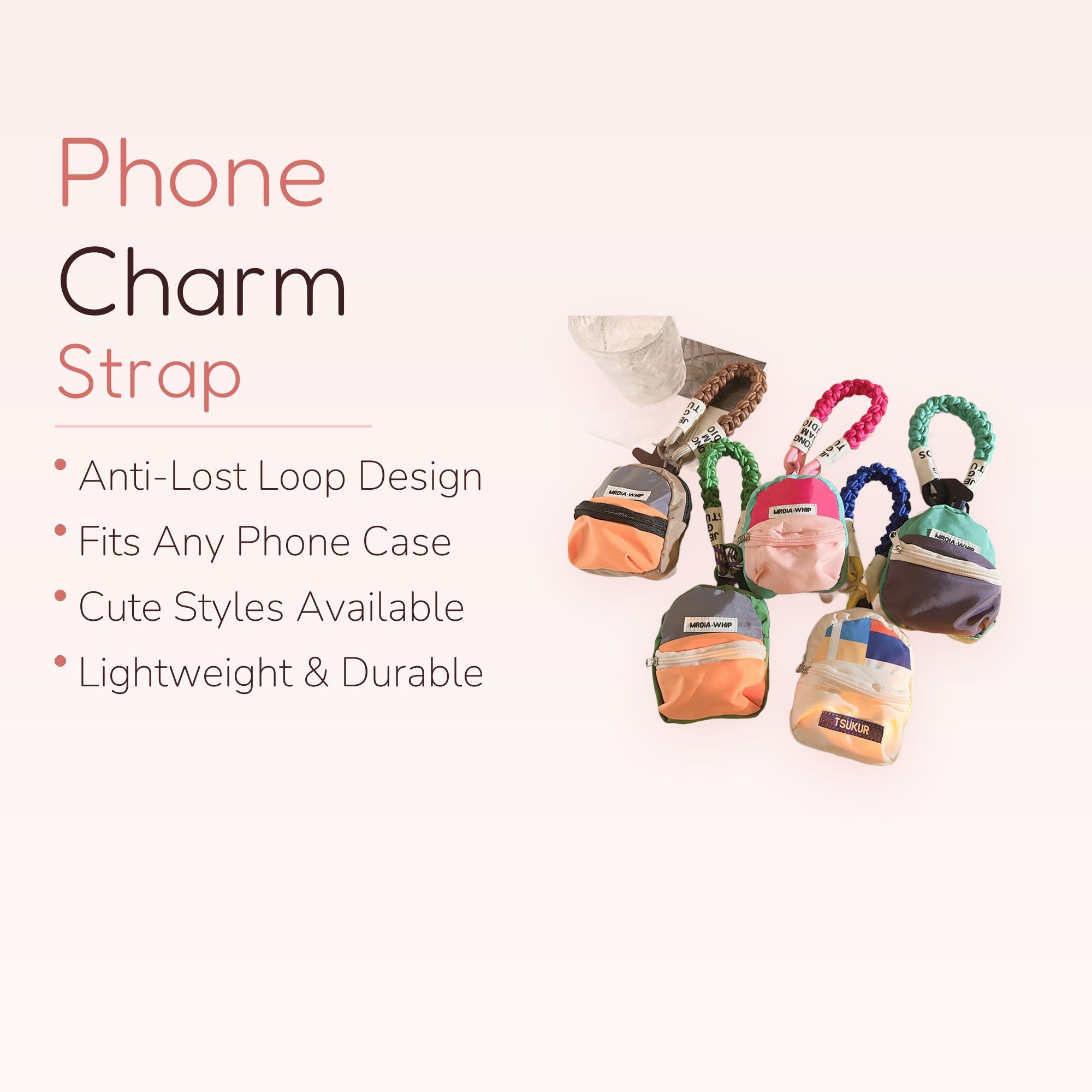 Mini Backpack Keychain Phone Charm | Aesthetic Bag Charm Wrist Strap