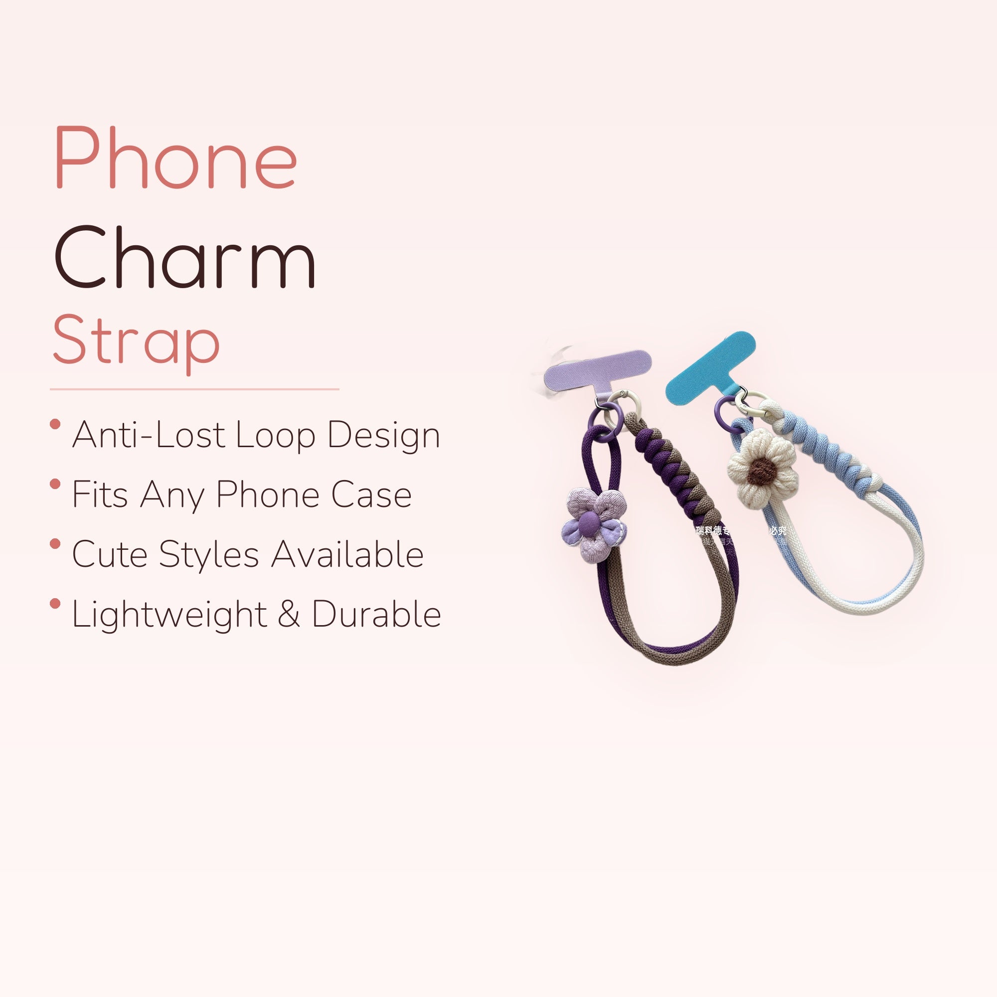 Braided Rope Flower Phone Charm Strap | Aesthetic Wrist Lanyard for Phone
