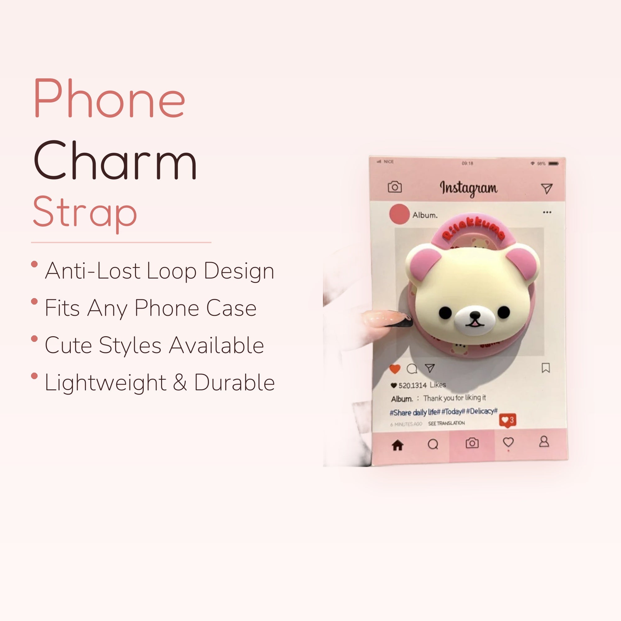 Rilakkuma Bear Instagram Phone Grip | Kawaii Pop Socket Stand