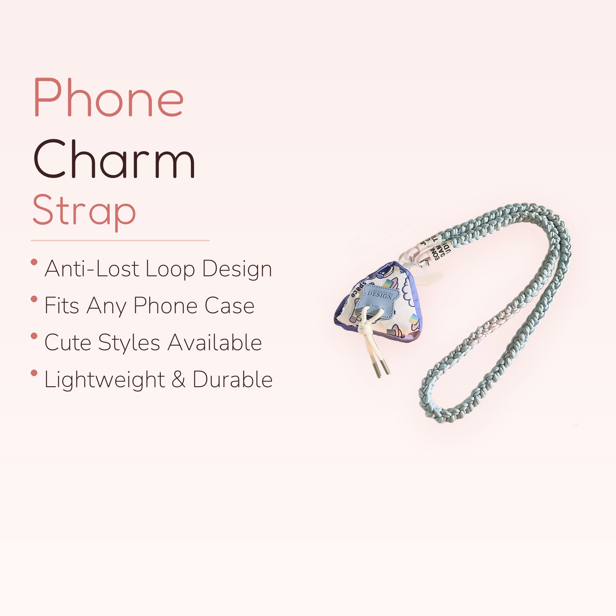 SIMPLYBUBBI — Pastel Triangle Pouch Braided Phone Strap | Long Shoulder Lanyard