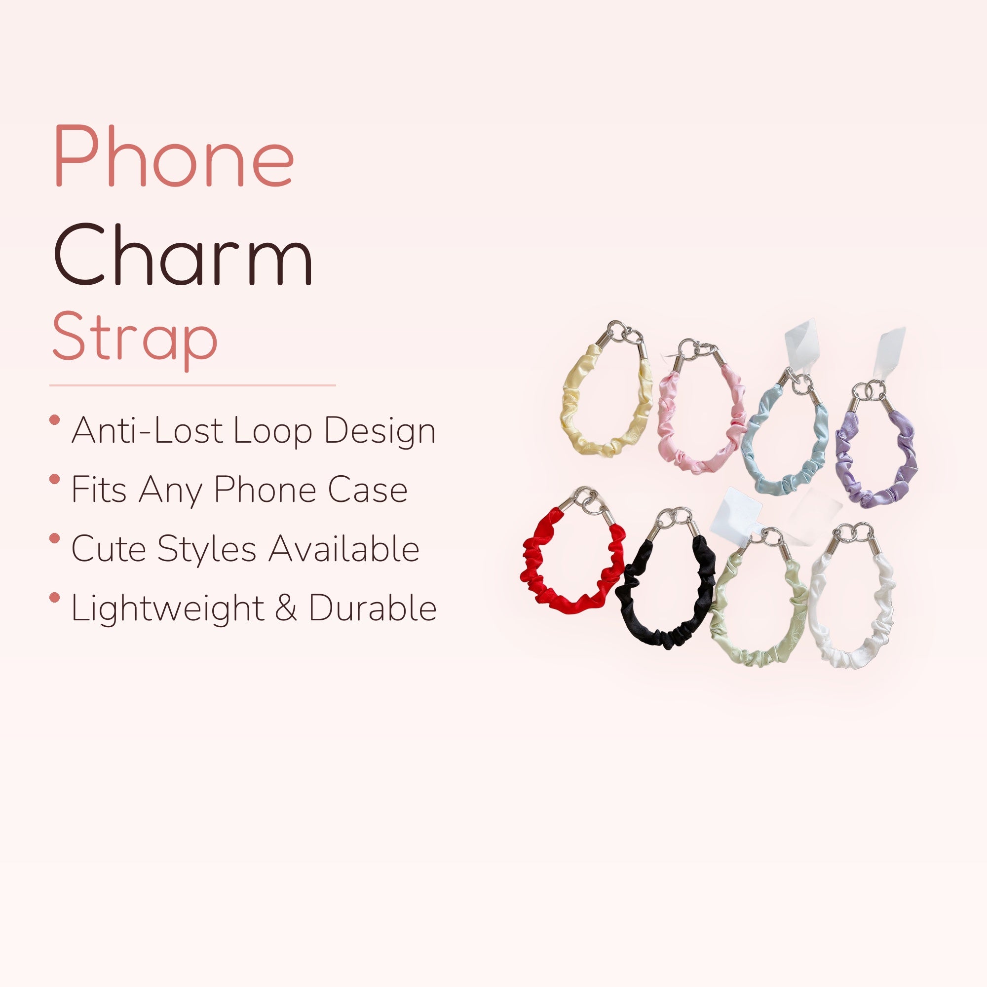 Cute Scrunchie Phone Charm Wrist Strap | Pastel & Vibrant Fabric Lanyard
