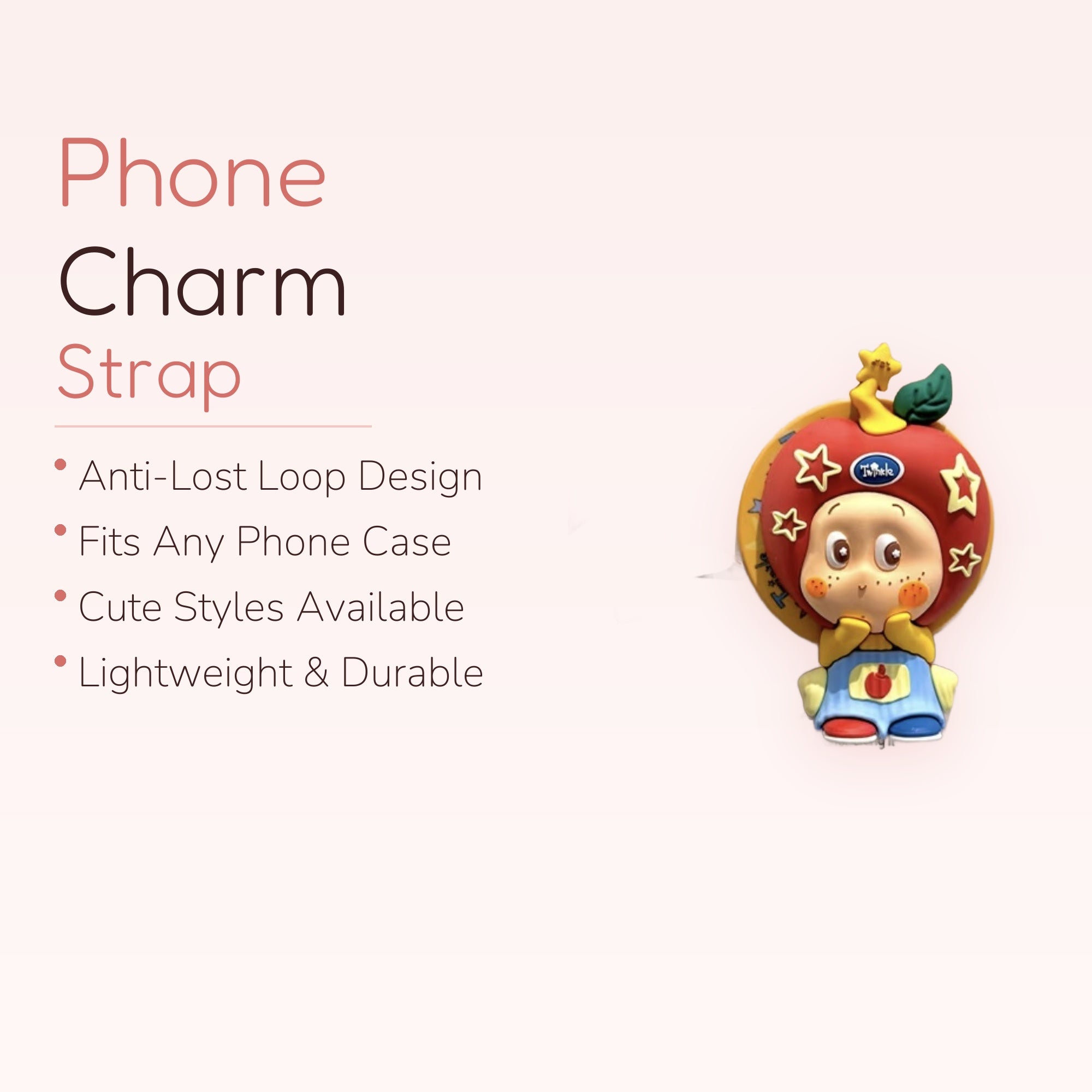 Cute Apple Character Phone Grip | Kawaii Red Fruit Pop Socket Stand