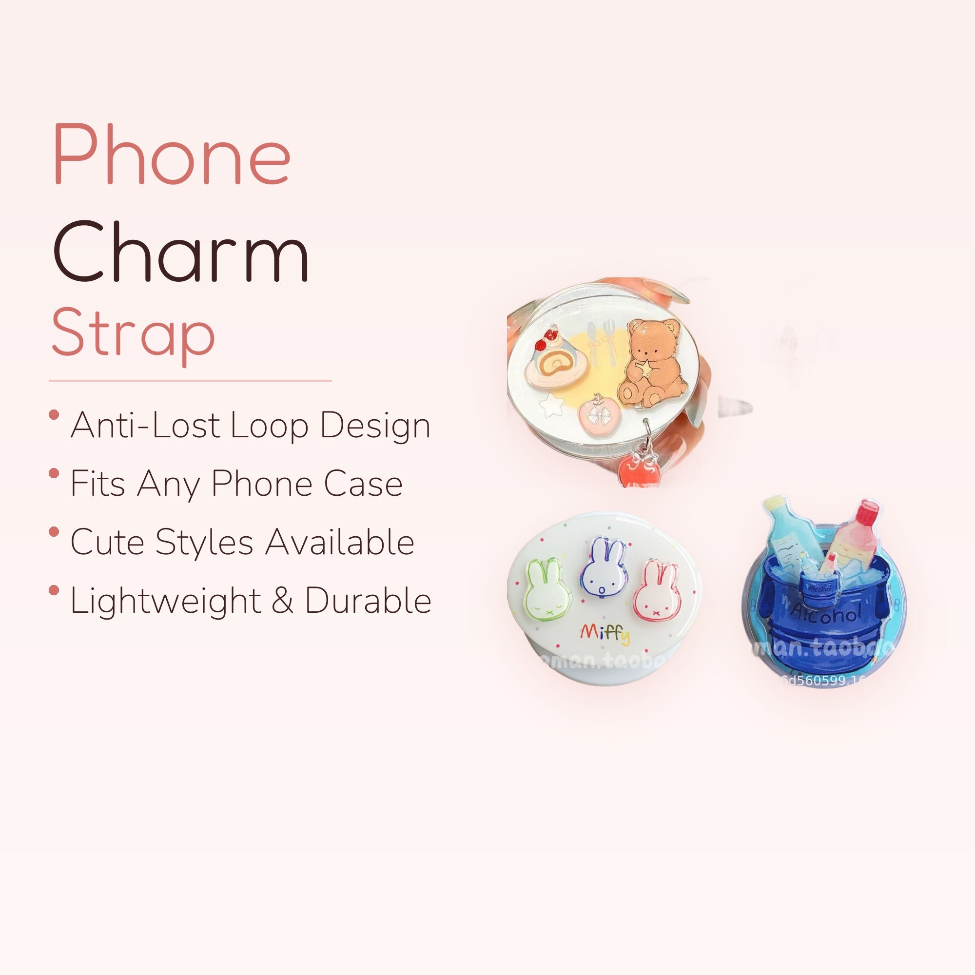Cute Cartoon Bear & Miffy Bunny Phone Grip | Kawaii Acrylic Pop Socket Stand