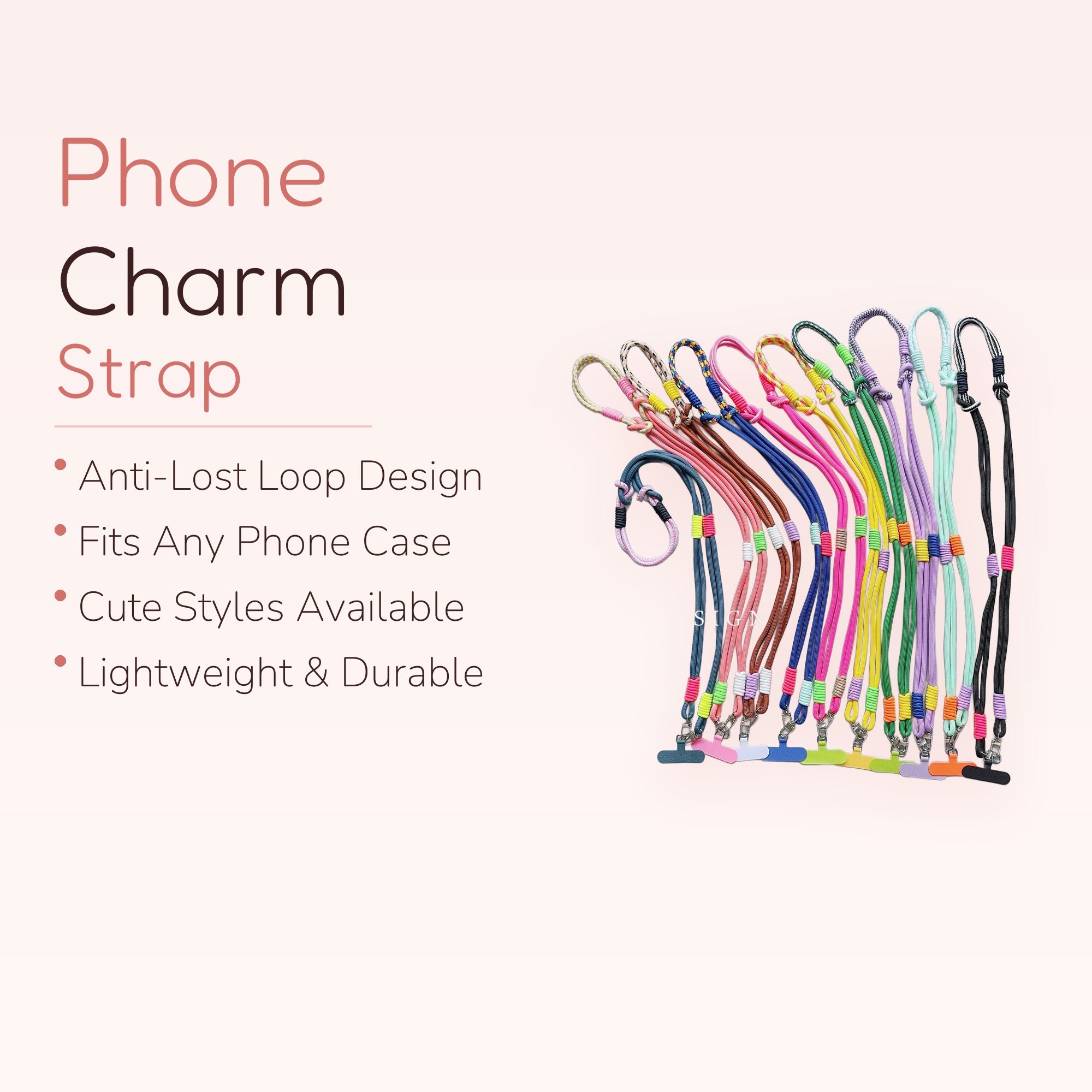SIMPLYBUBBI — Multi-colored Braided Phone Lanyard | Neck Strap with Connector Patch