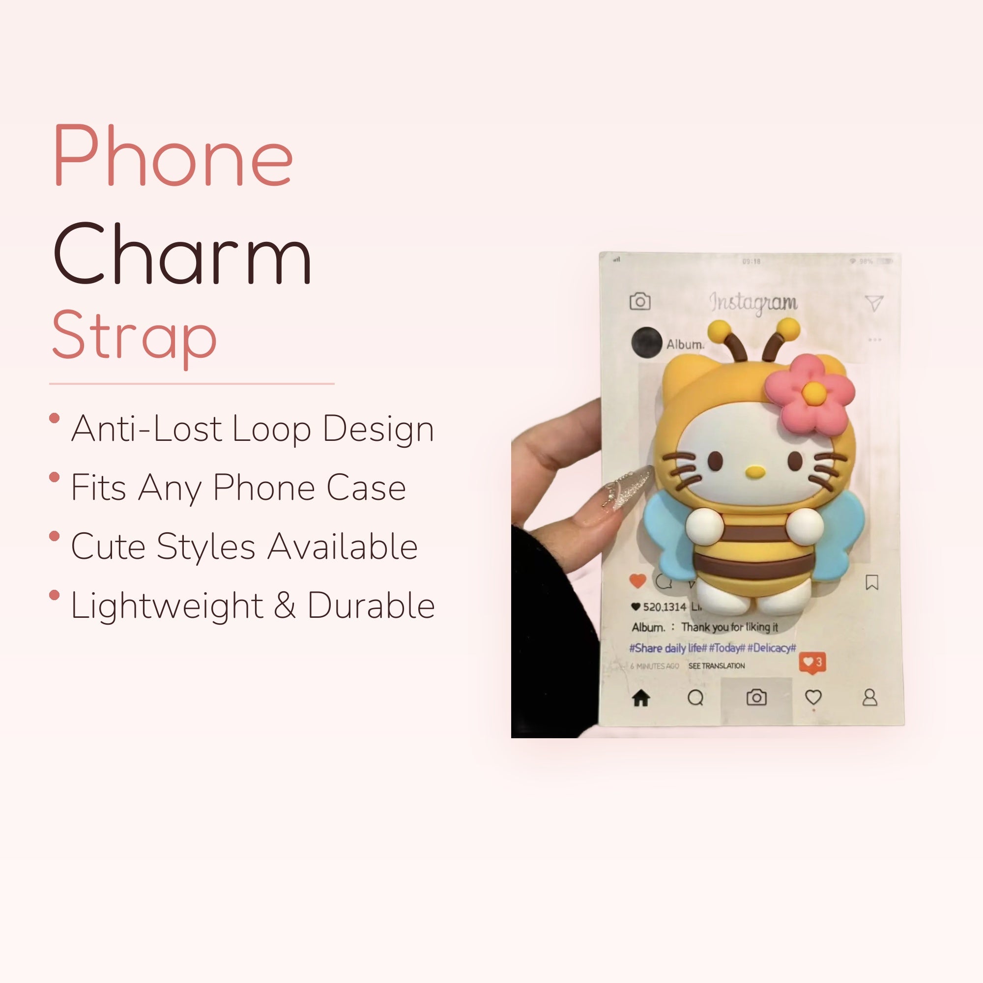 Cute Hello Kitty Bee Phone Grip | Kawaii Silicone Pop Socket Stand