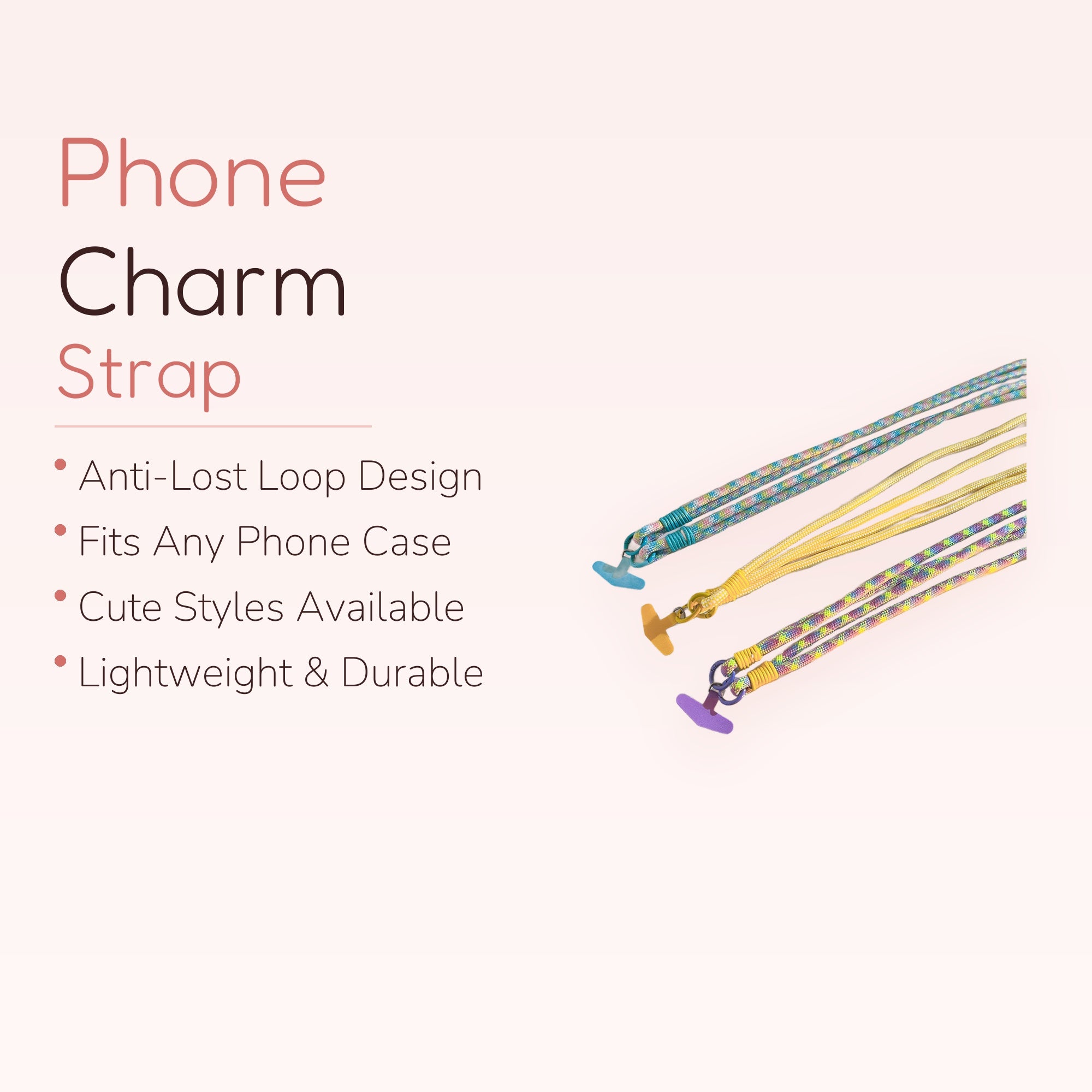 Rainbow Braided Phone Lanyard | Colorful Crossbody Strap with Phone Anchor