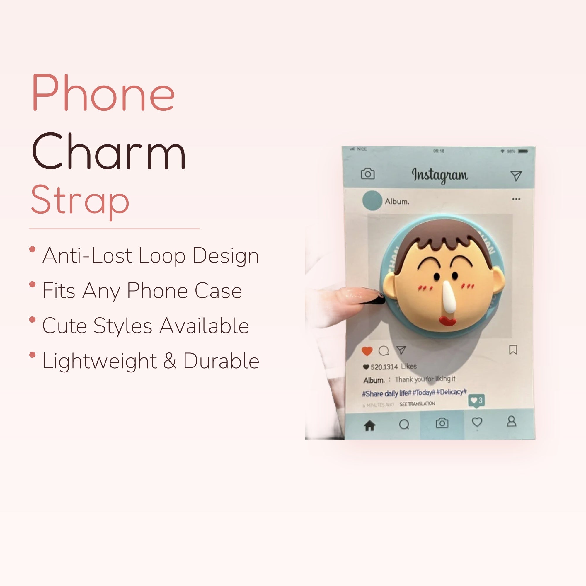 Cute Cartoon Boy Face Phone Grip | Kawaii Pop Socket Stand for Phones