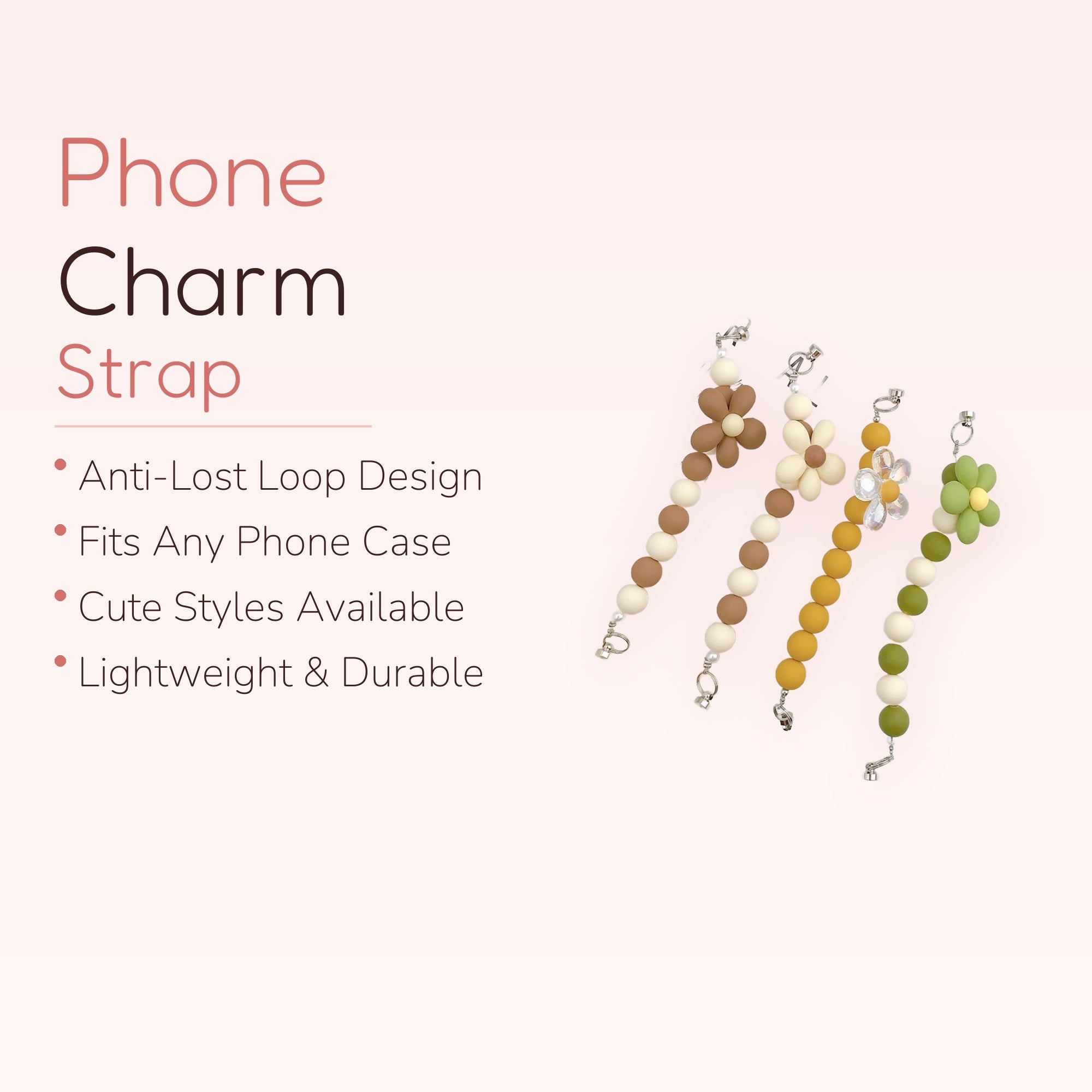 Daisy Daze — Kawaii Pastel Daisy Beaded Phone Charm Wrist Strap