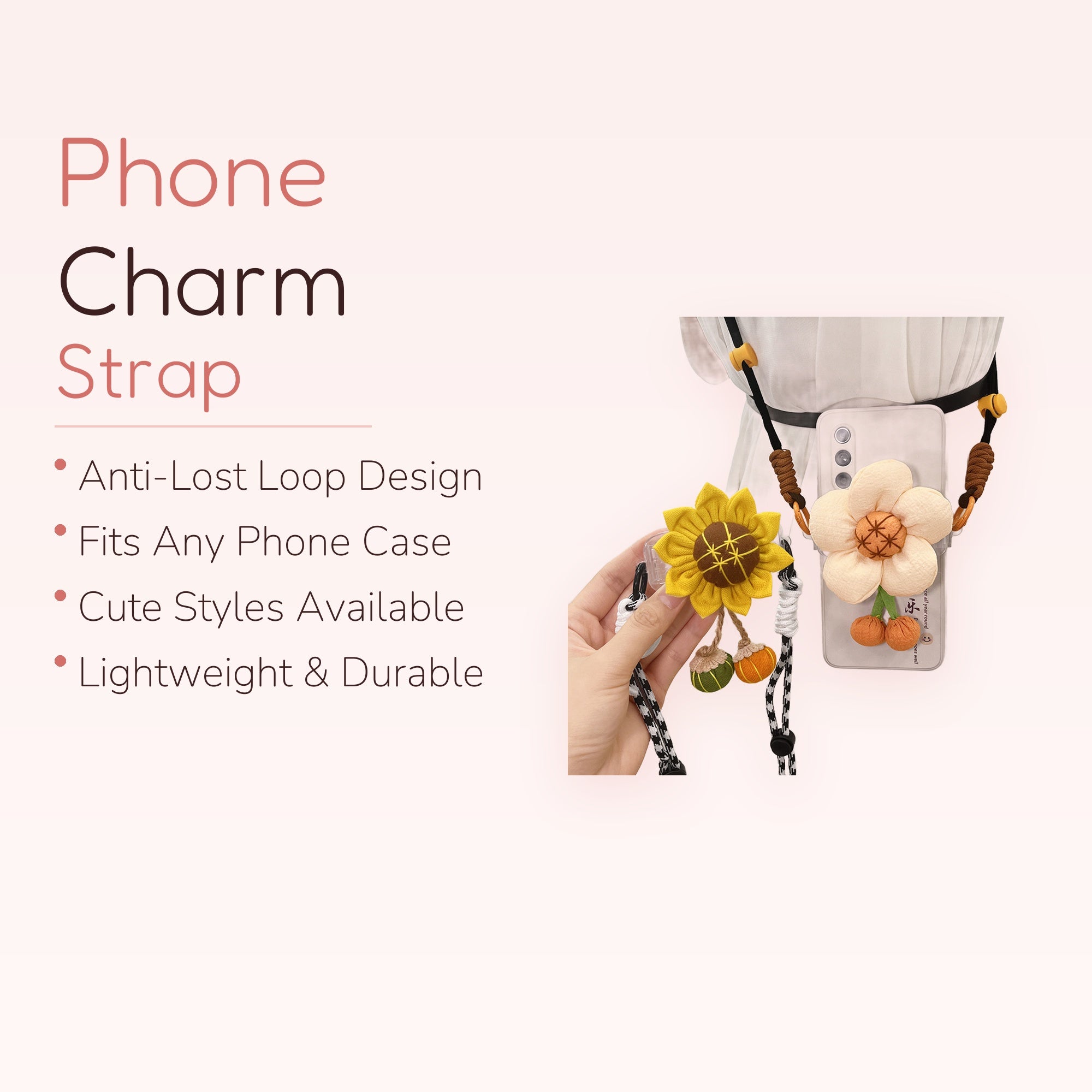 Kawaii Sunflower & Daisy Phone Lanyard | Cute Floral Crossbody Phone Strap