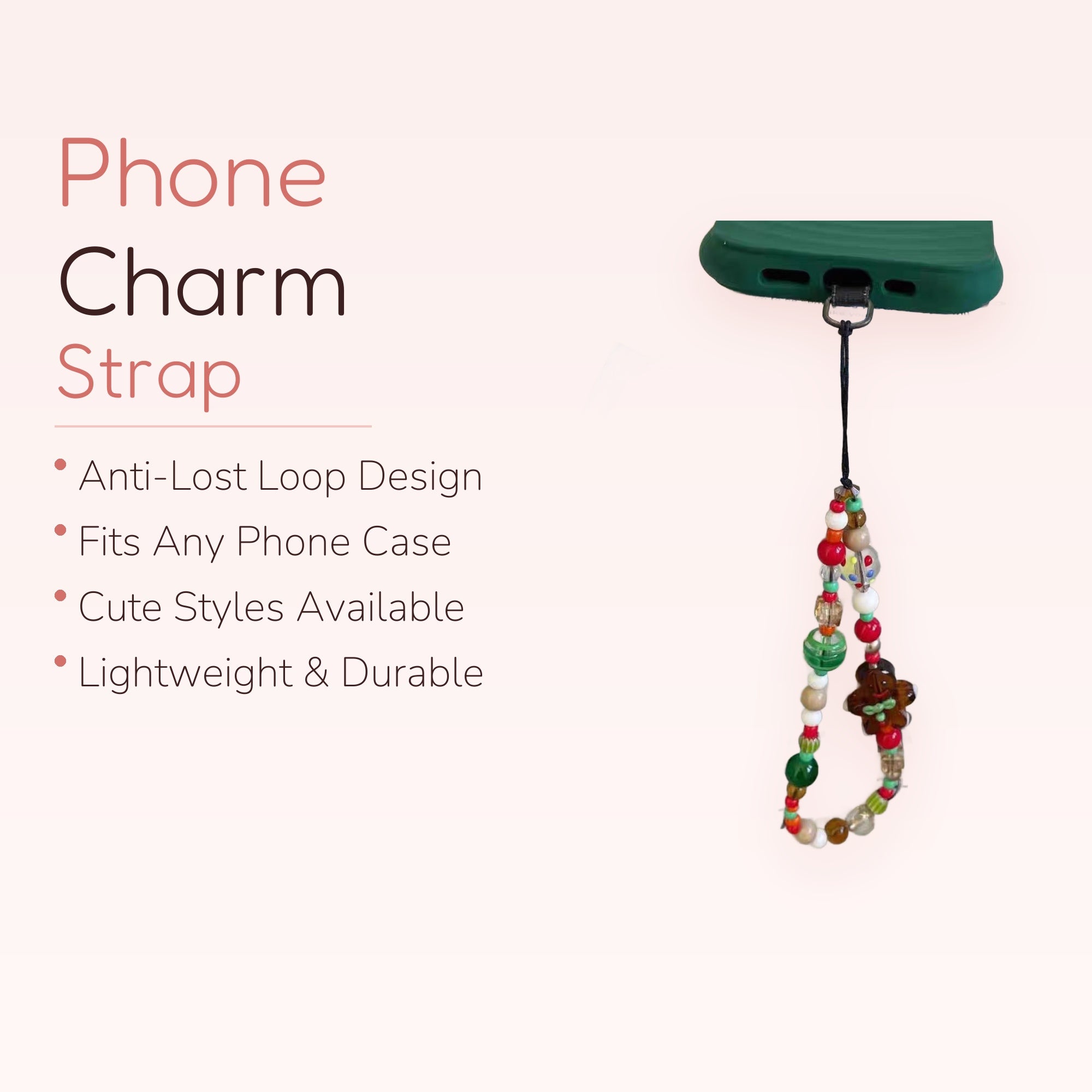 Kawaii Beaded Phone Charm Strap | Colorful Y2K Aesthetic Wrist Lanyard