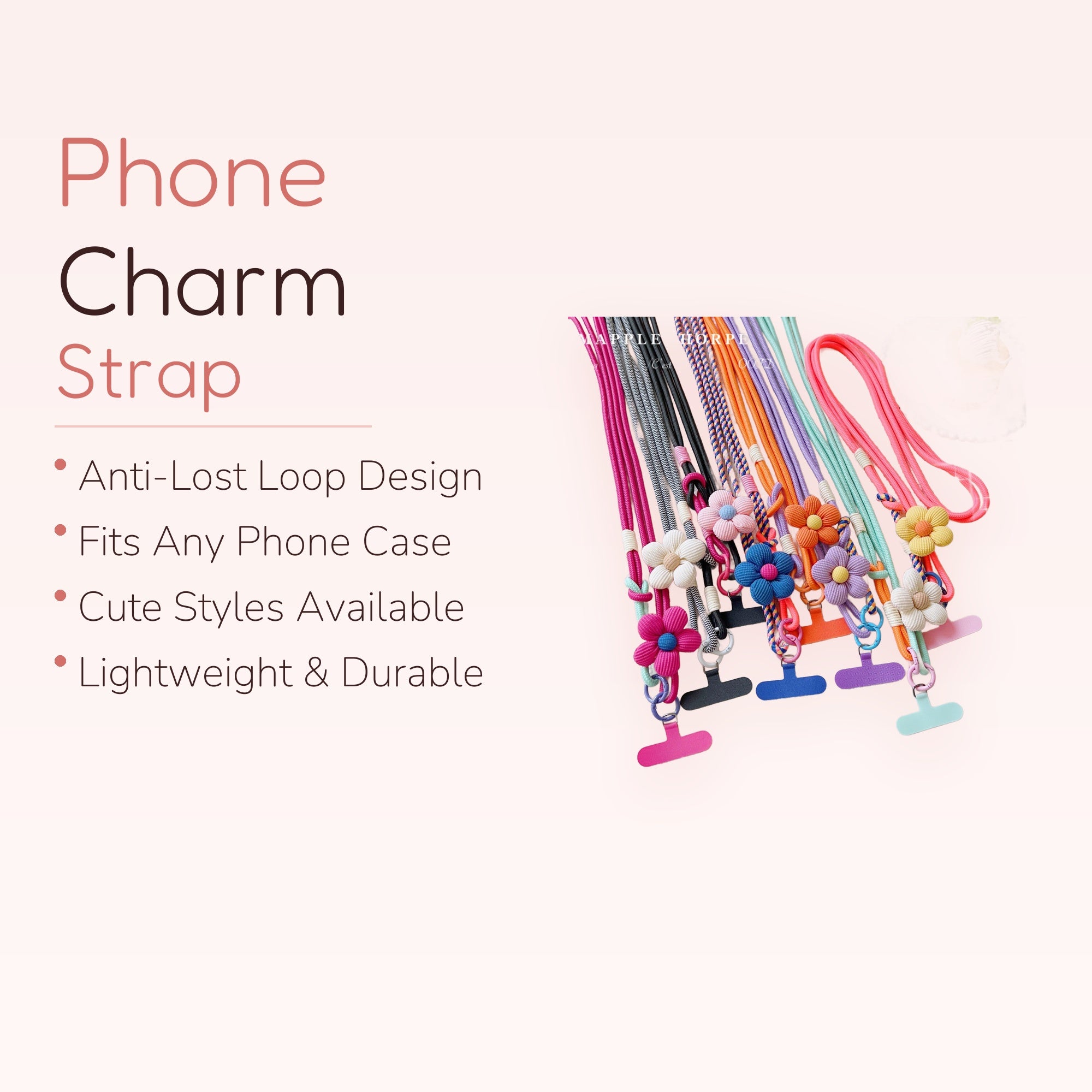 Colorful Flower Phone Lanyard | Aesthetic Crossbody Phone Strap with Charms