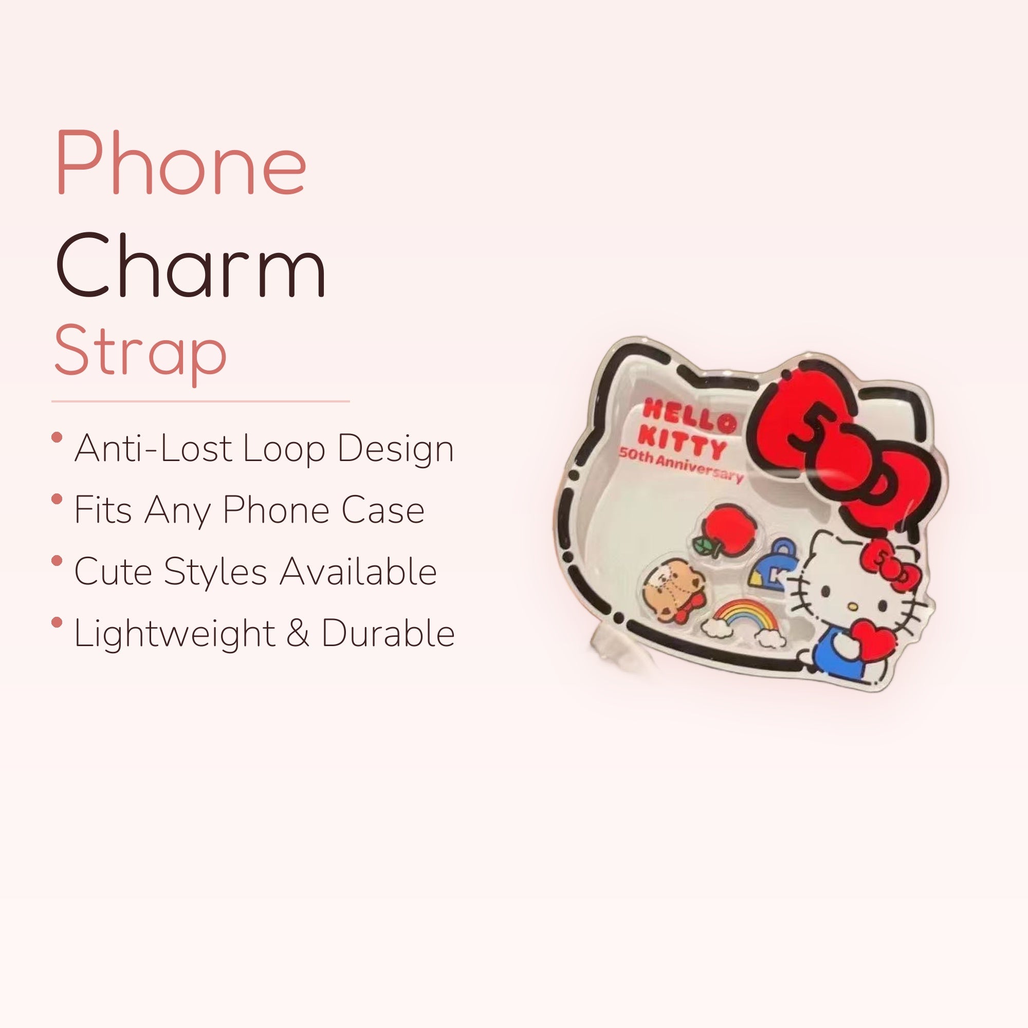Hello Kitty 50th Anniversary Phone Grip | Kawaii Clear Pop Socket Stand