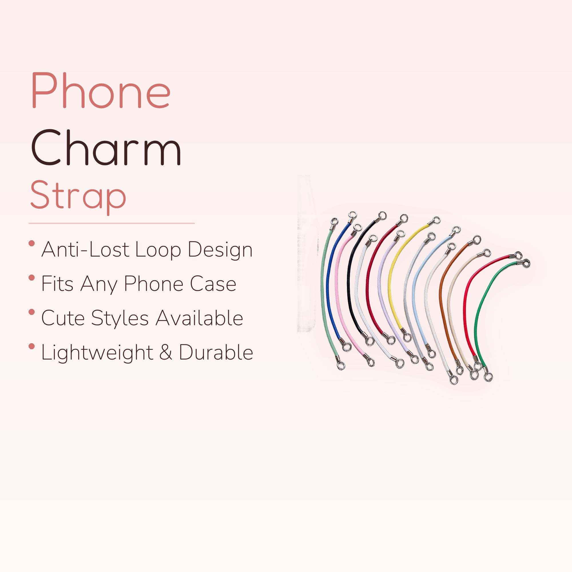 Colorful Braided Rope Phone Charm Straps | Aesthetic Wrist Lanyards with Silver Rings