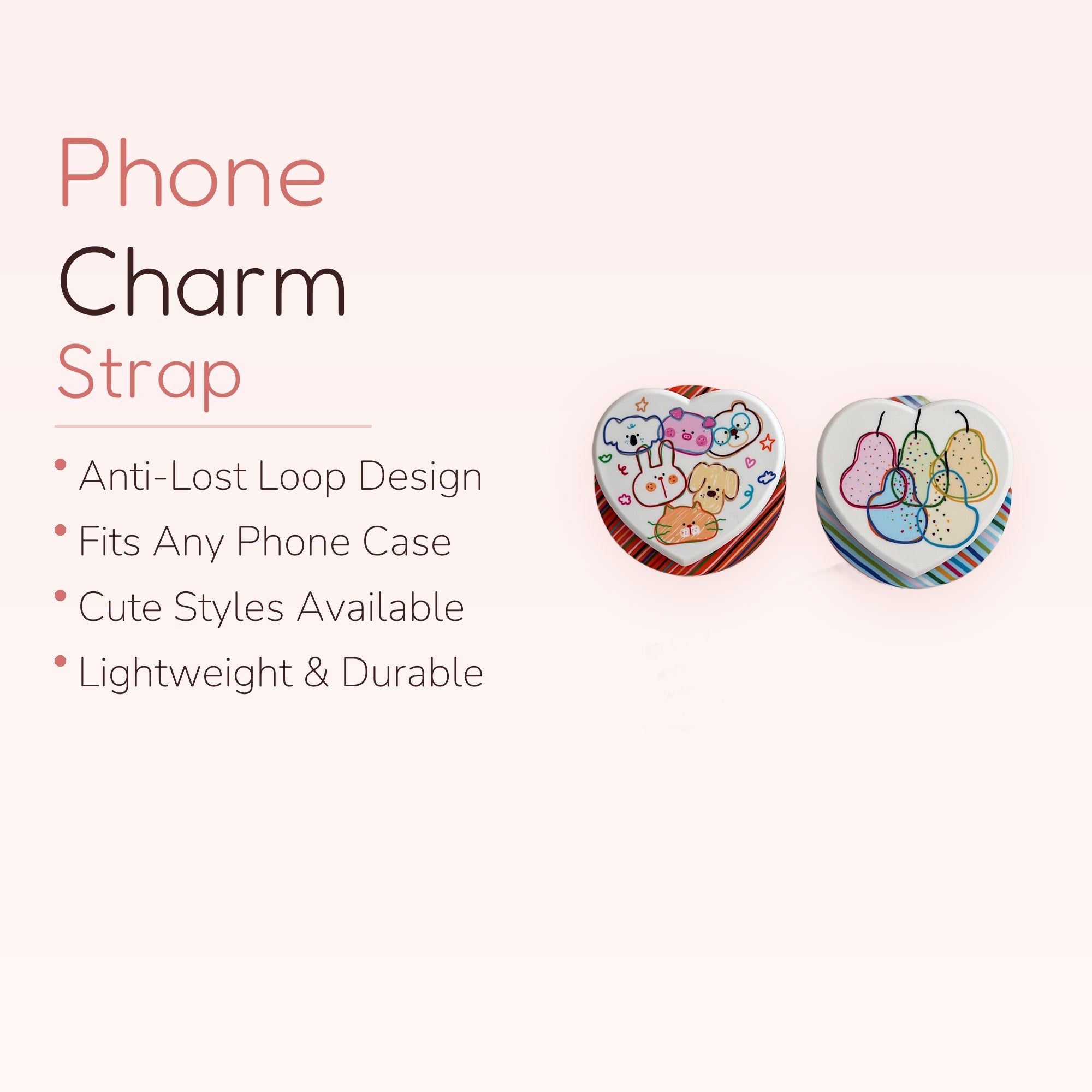 Kawaii Heart Animal & Pear Phone Grip | Cute Pop Socket Stand