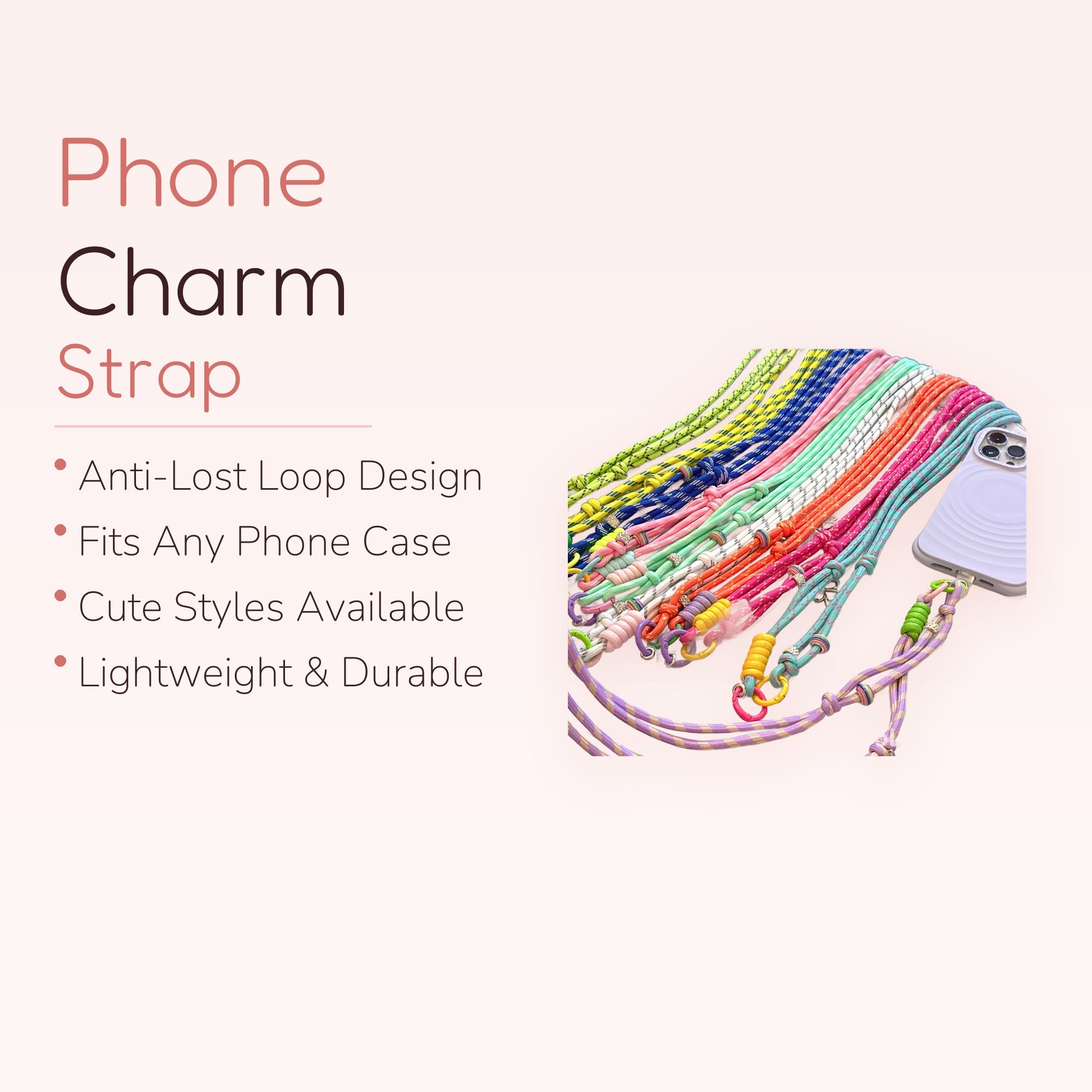 SIMPLYBUBBI — Multi-Color Braided Cord Phone Lanyard | Adjustable Crossbody Strap