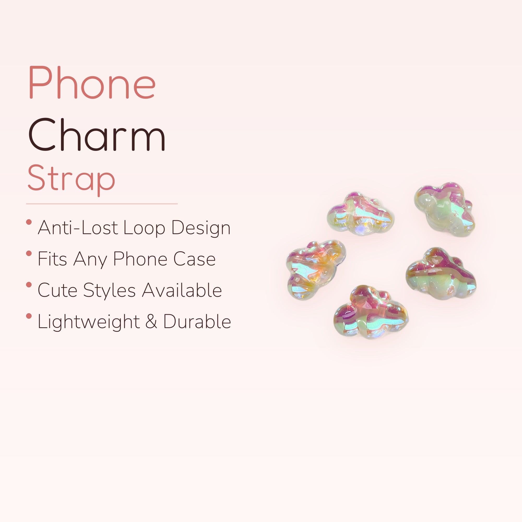 Iridescent Cloud Phone Charm | Kawaii Aesthetic Phone Accessory
