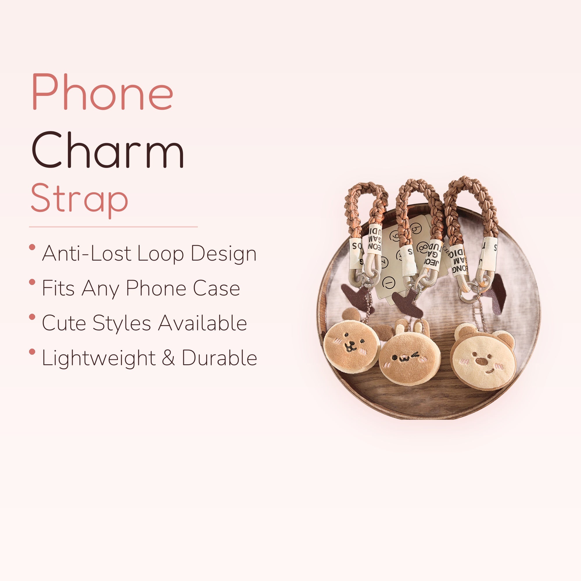 SIMPLYBUBBI — Braided Plush Bear & Bunny Wristlet | Cute Keychain Lanyard