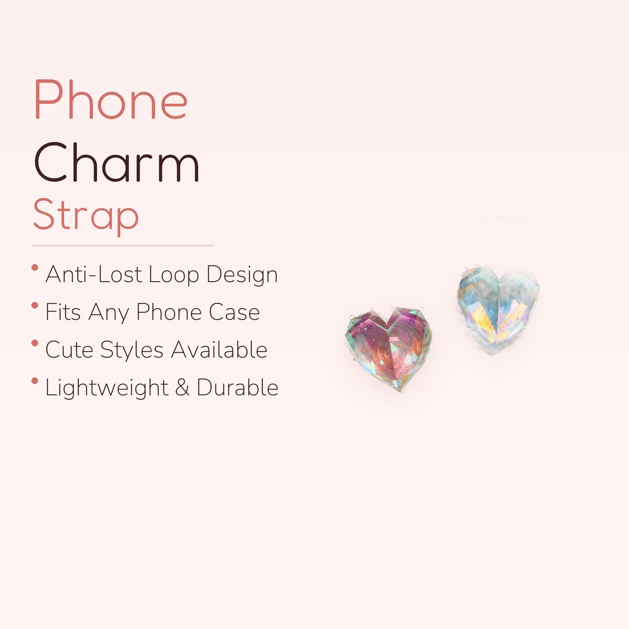 Iridescent Crystal Heart Phone Grip | Kawaii Phone Stand