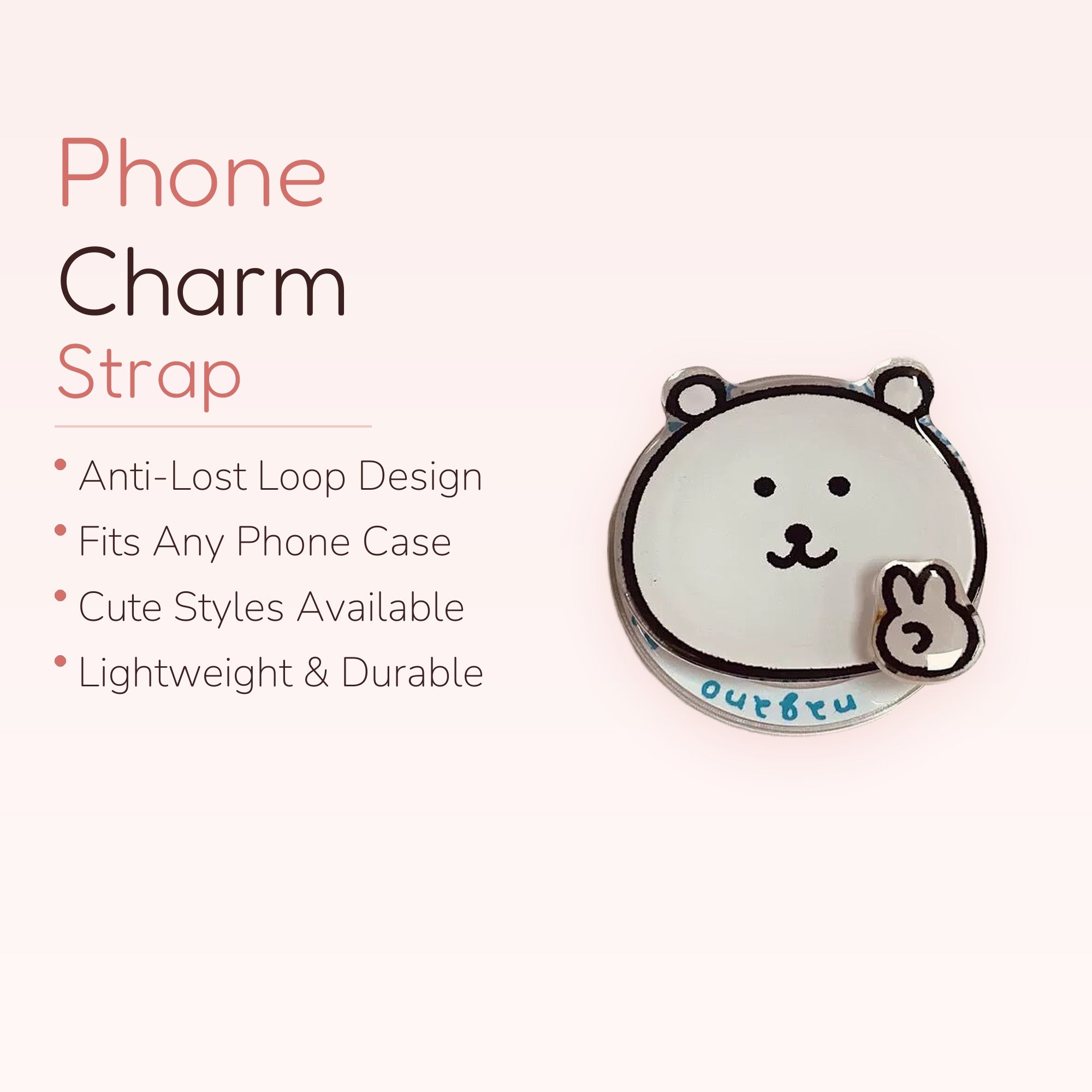 Cute White Bear Phone Grip | Kawaii Pop Socket Stand with Bunny