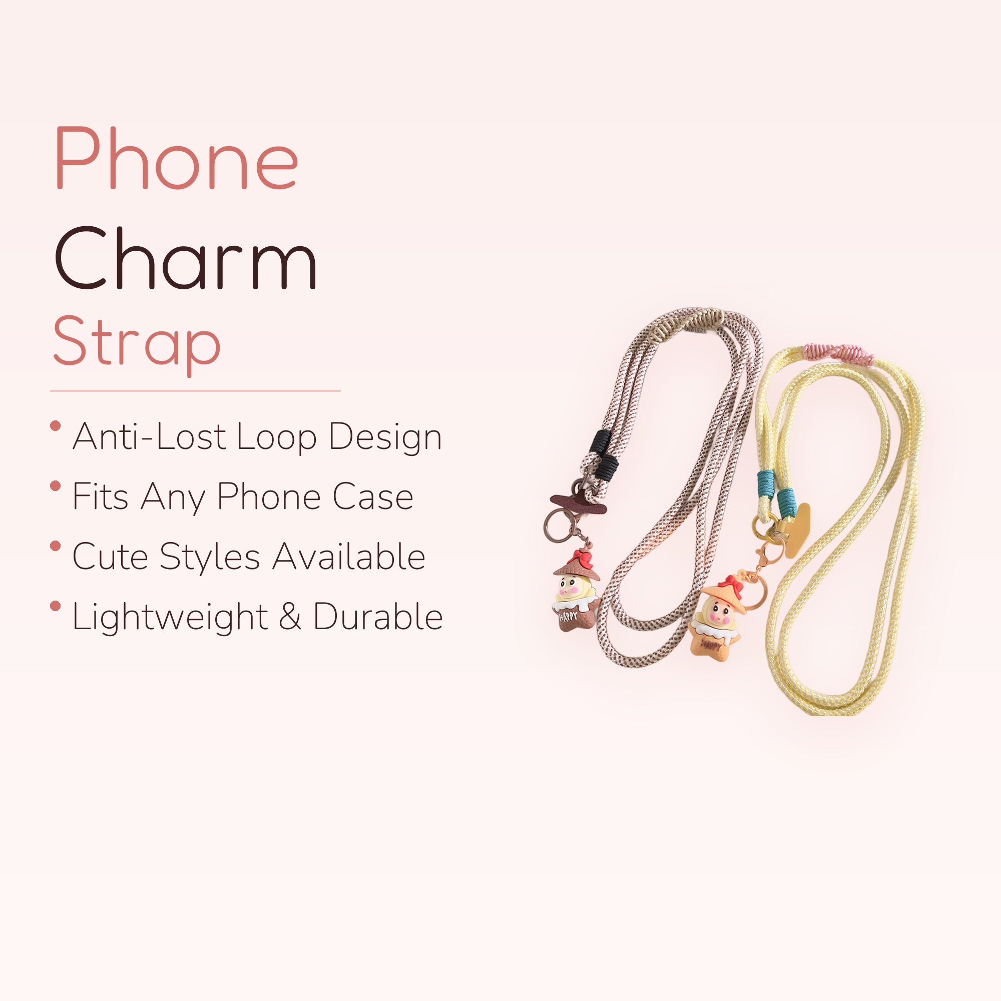 Kawaii Mushroom Character Phone Lanyard | Cute Adjustable Neck Strap