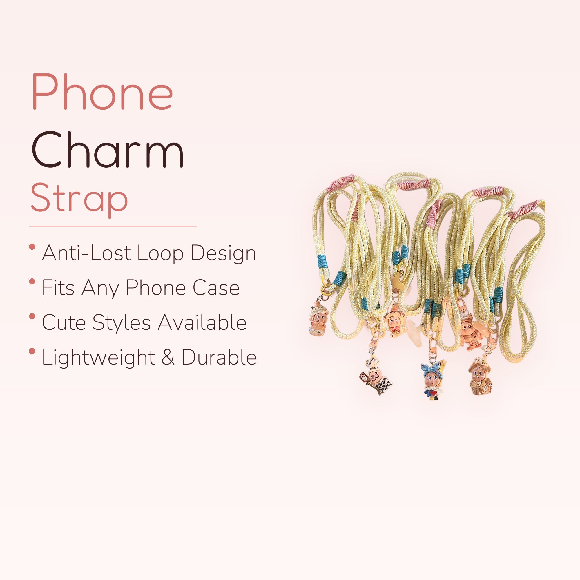 SIMPLYBUBBI — Whimsical Figurines & Braided Neck Strap | Kawaii Phone Lanyard