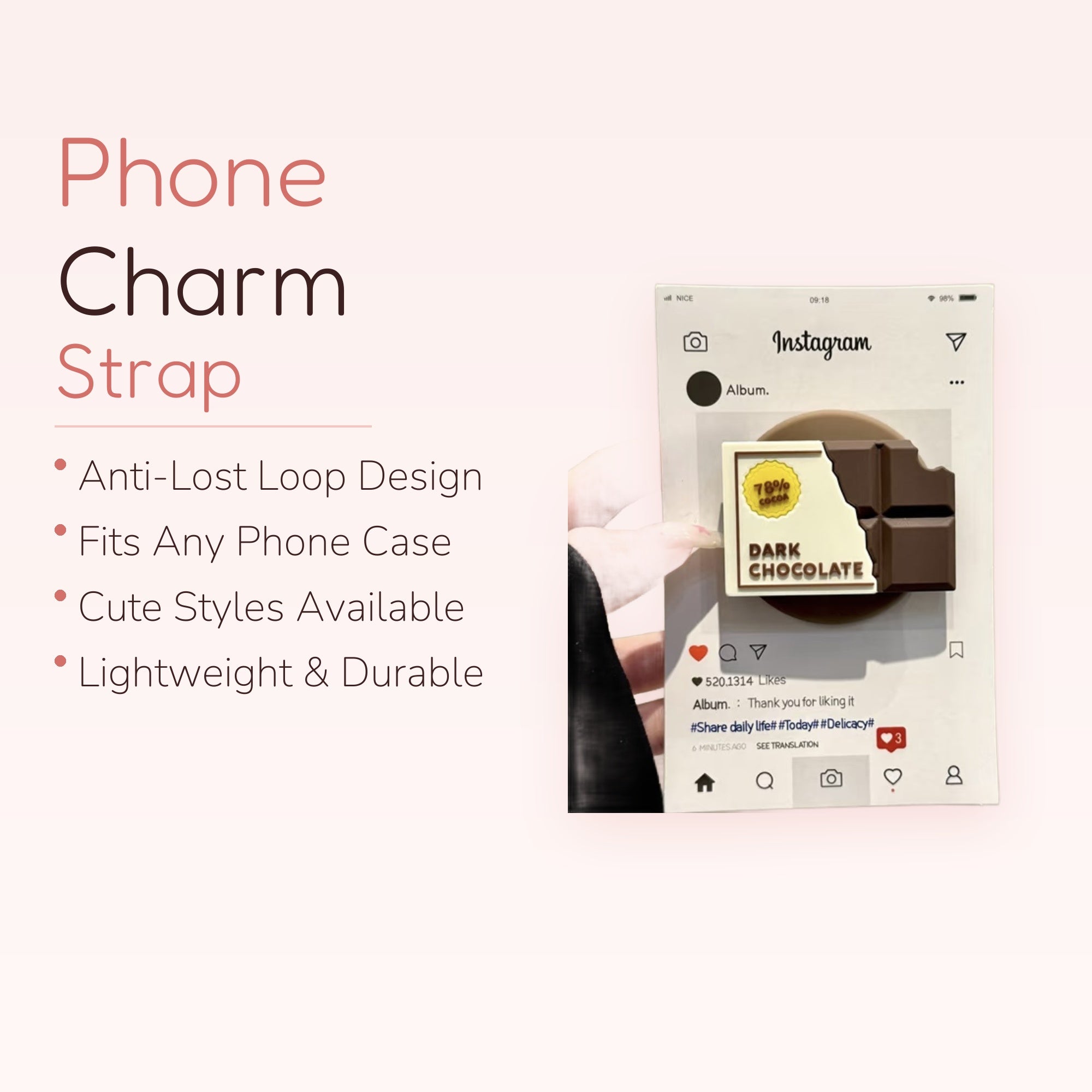 Dark Treat — 78% Cocoa Chocolate Bar Phone Grip Stand