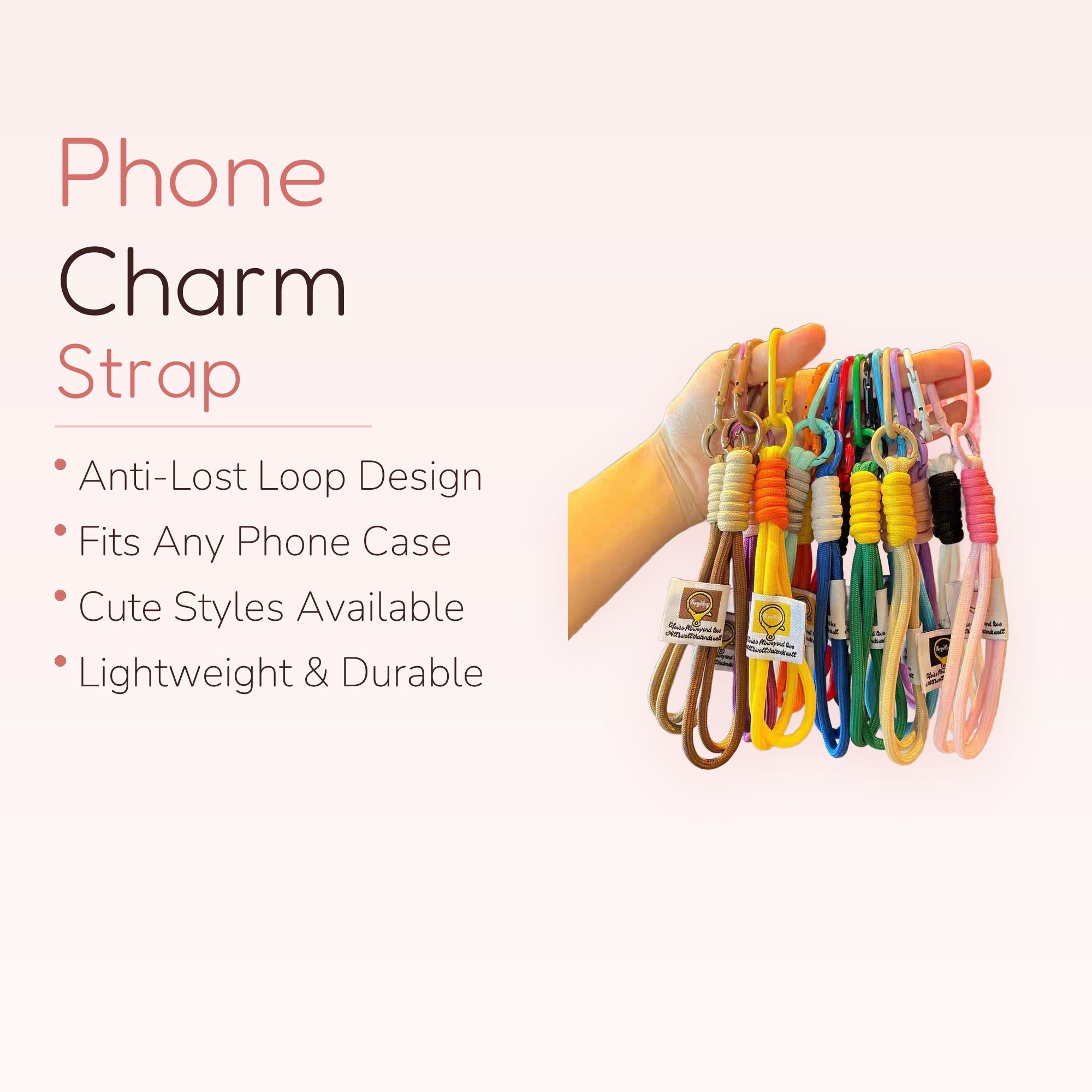 Colorful Braided Rope Phone Charm Strap | Aesthetic Wrist Lanyard Keychain