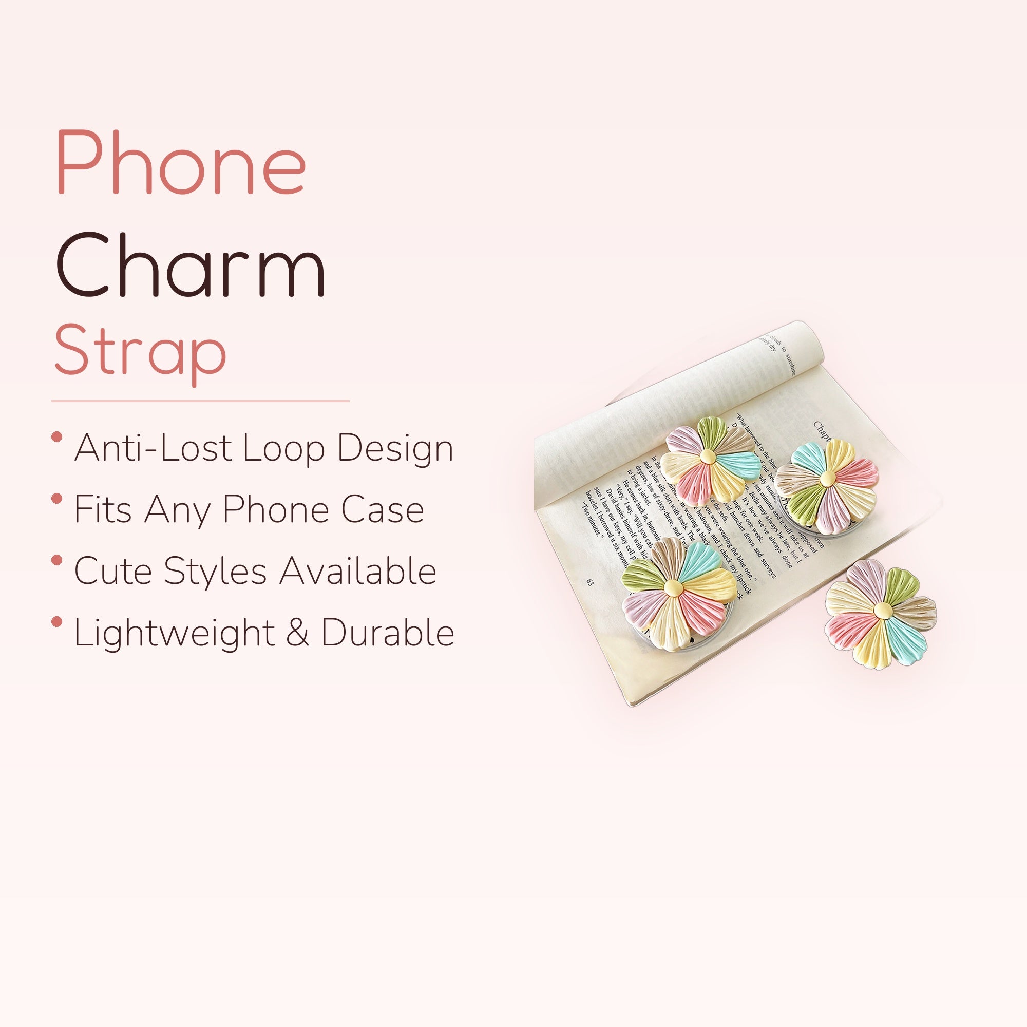 Pastel Rainbow Flower Phone Grip | Cute Daisy Pop Socket Stand