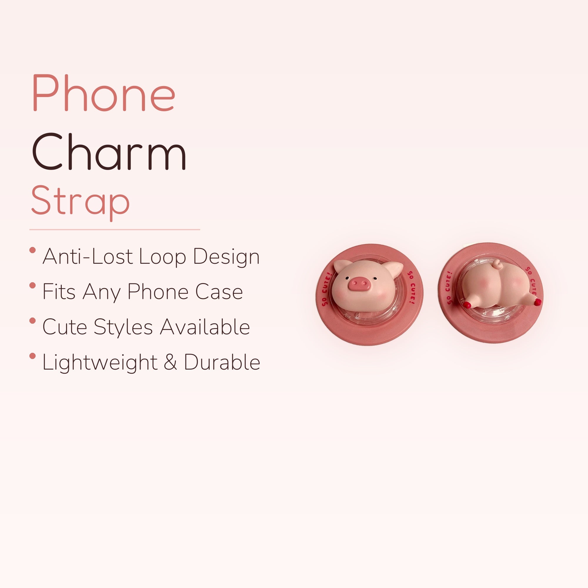 Cute Piggy Phone Grip Set | Kawaii Pink Pig Pop Socket Stand