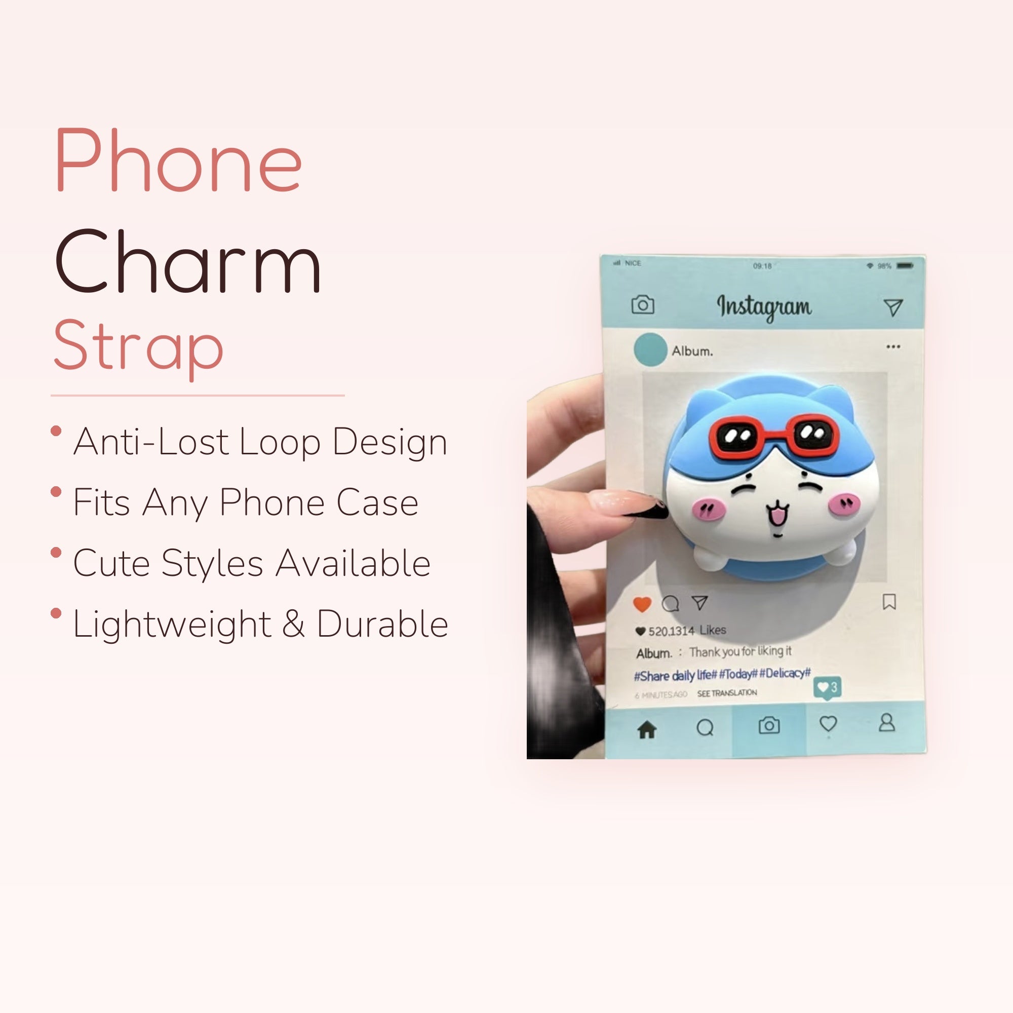 Cute Blue Hamster Instagram Phone Grip | Kawaii Pop Socket Stand