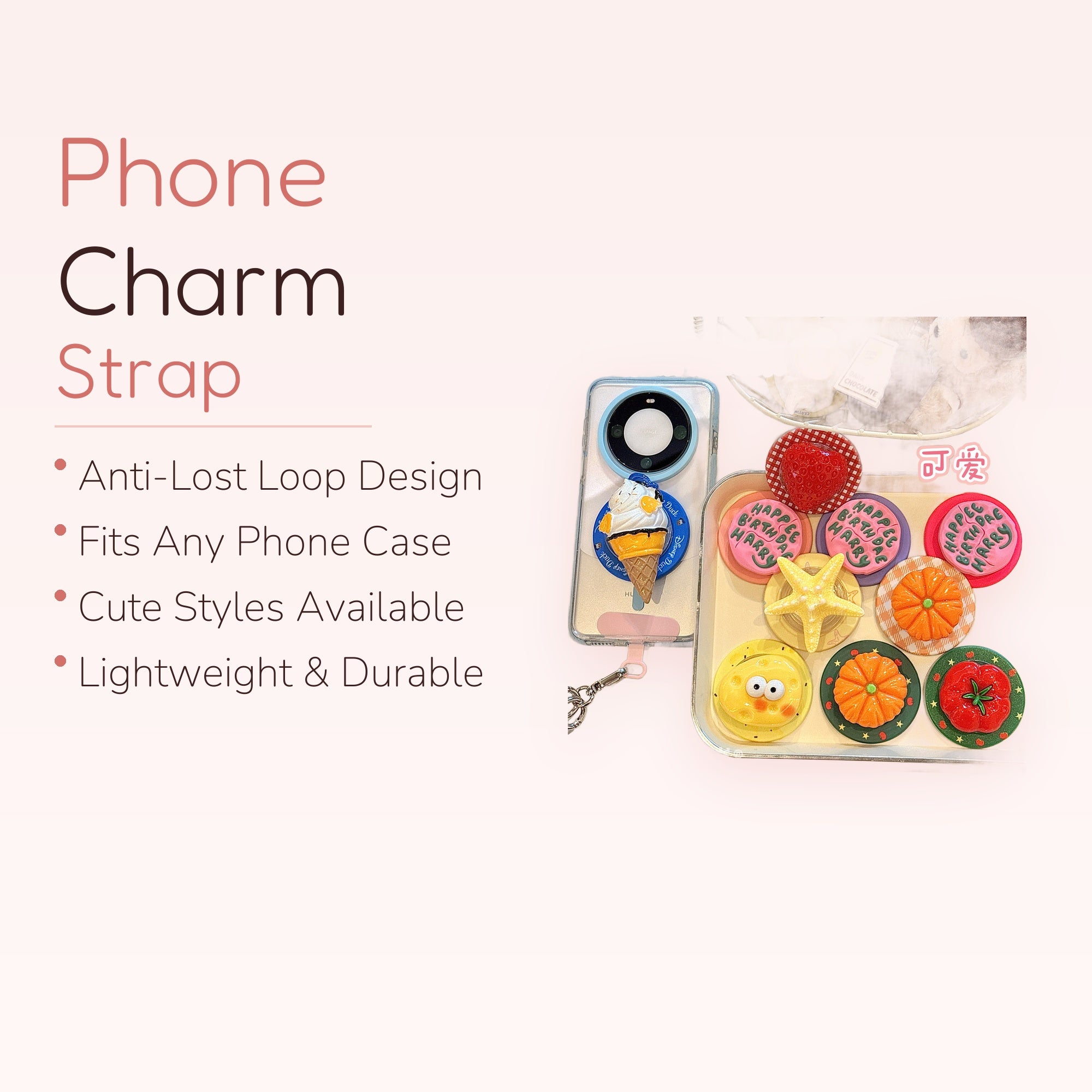 Assorted Kawaii Food & Nature Phone Grips | Cute Pop Socket Stands for Phones