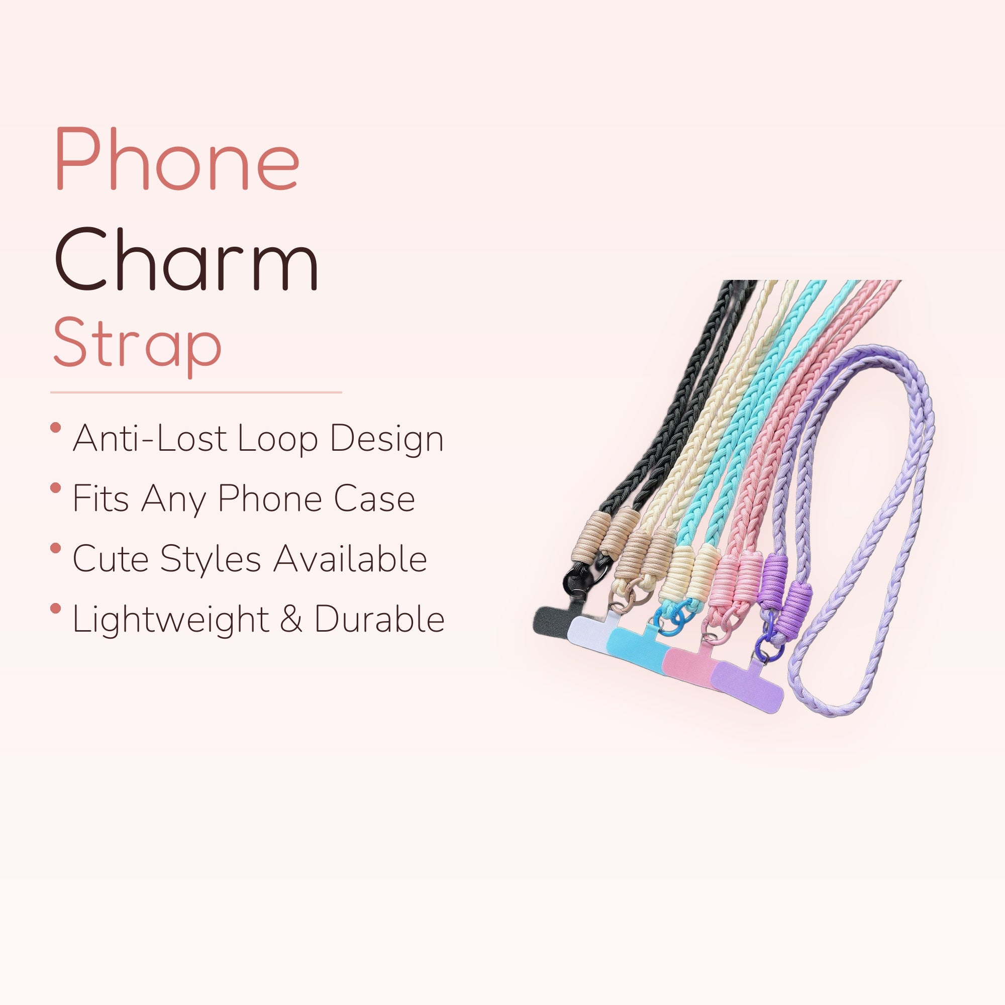 Braided Pastel Phone Lanyard Strap | Cute Woven Wristlet for Phone