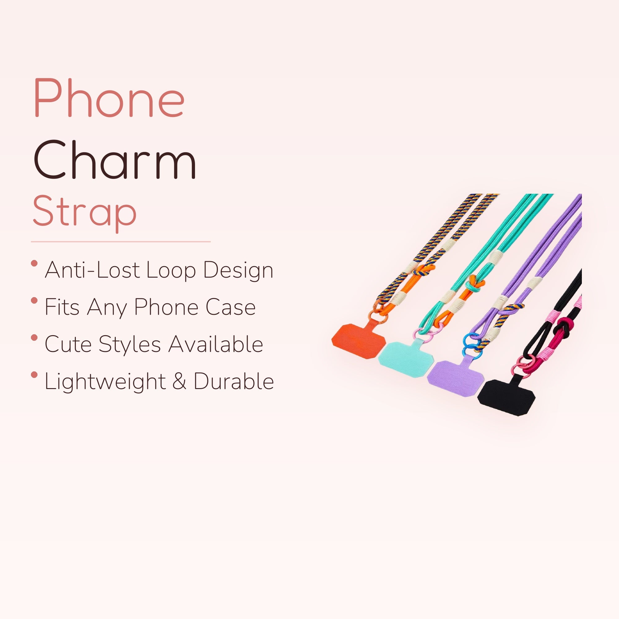 SIMPLYBUBBI — Multi-Color Braided Rope Phone Lanyard | With Phone Patch