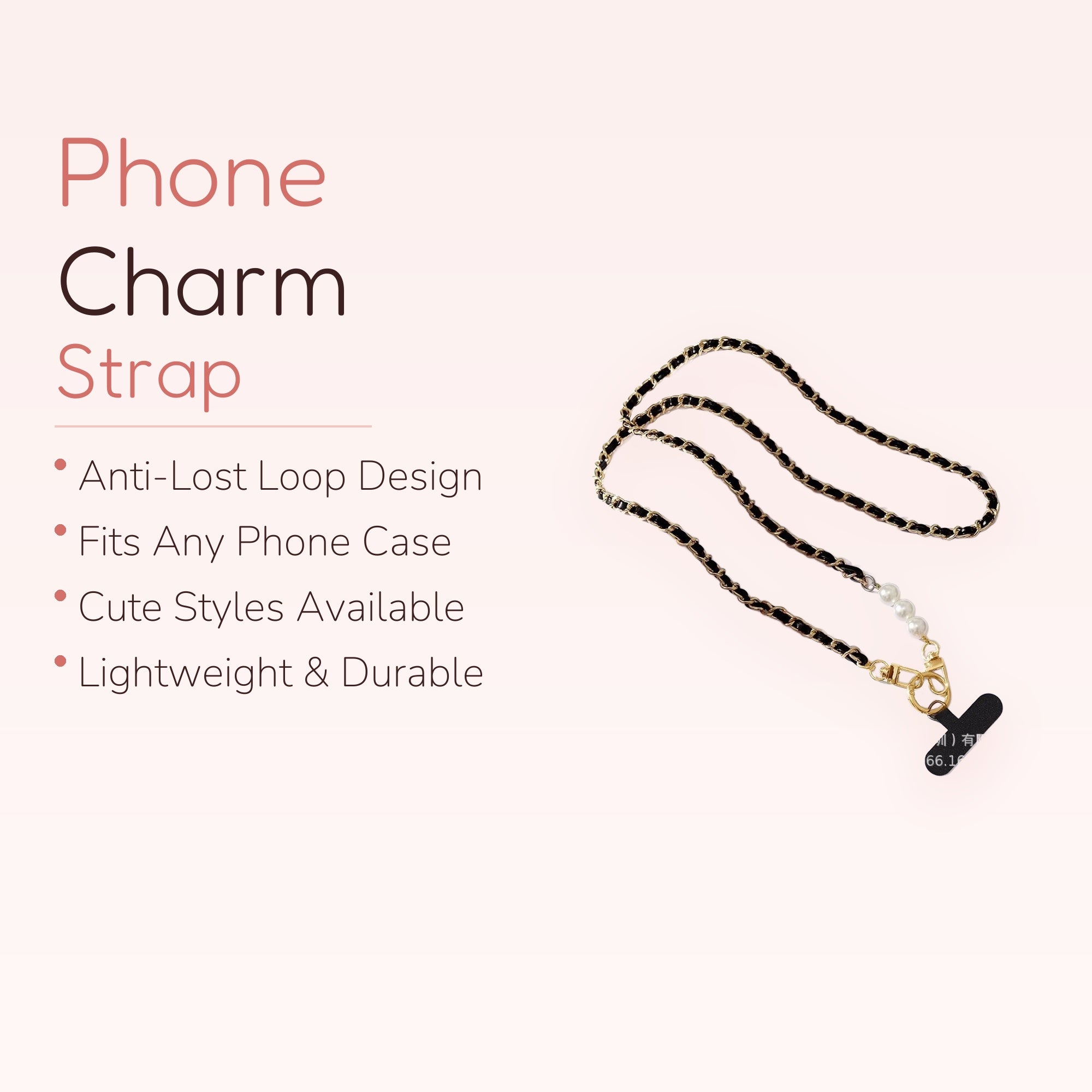 Elegant Gold Chain & Pearl Phone Lanyard | Chic Crossbody Strap for All Phones