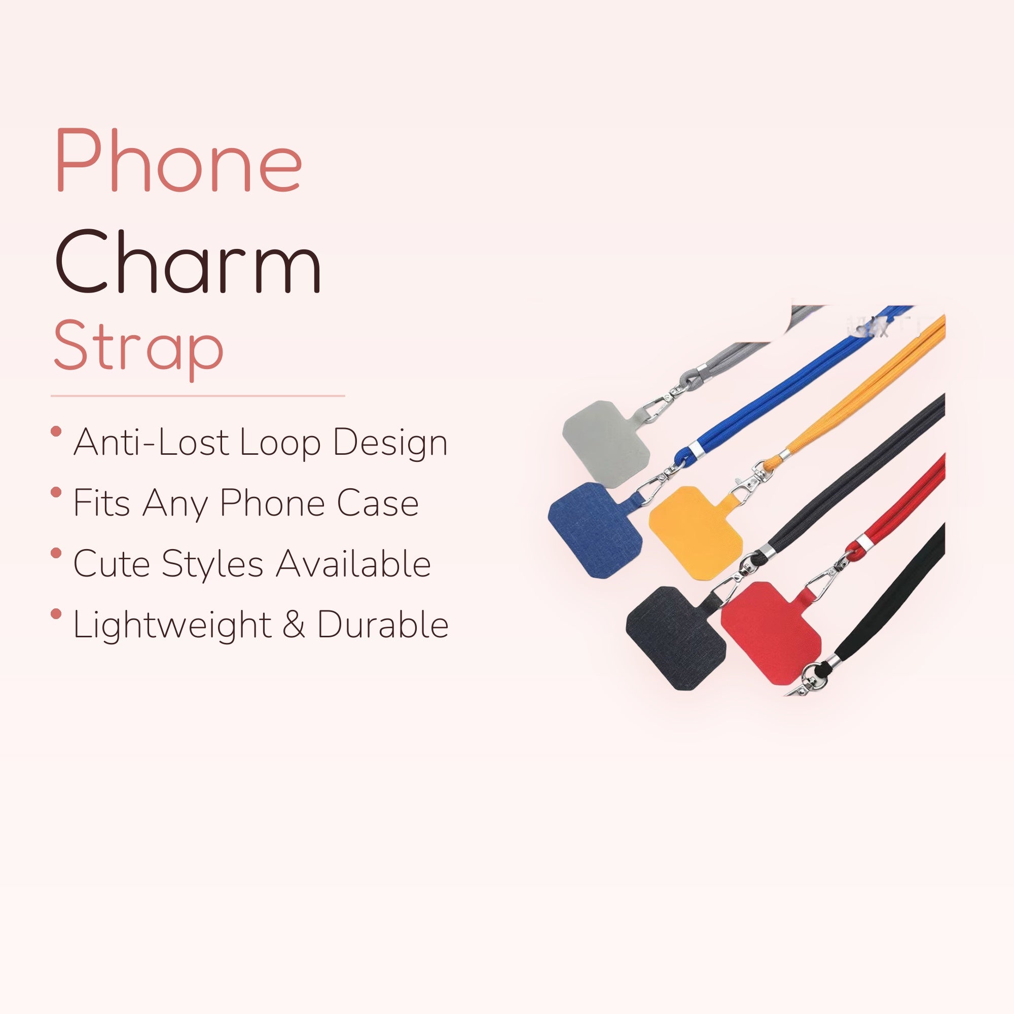 Colorful Fabric Phone Lanyard with Patch | Universal Detachable Phone Strap