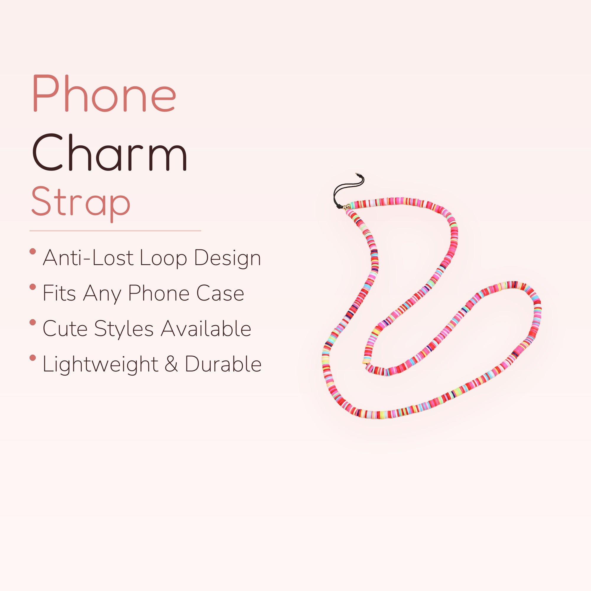 Rainbow Clay — Y2K Rainbow Clay Bead Phone Charm Lanyard