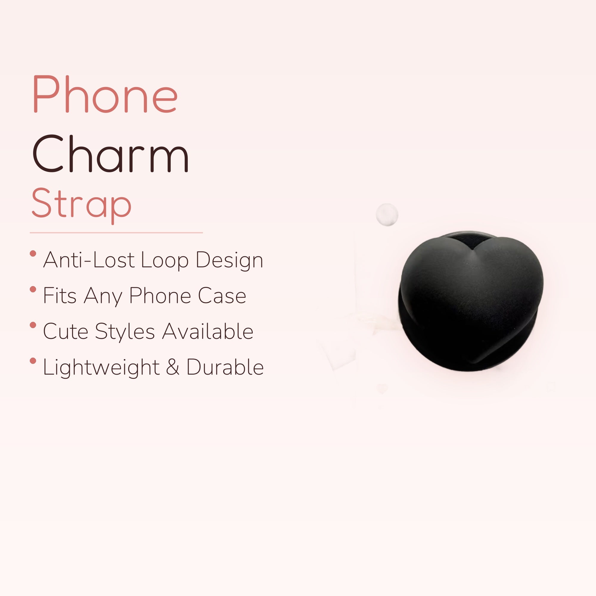 Matte Black Heart Phone Grip | Aesthetic Pop Socket Stand