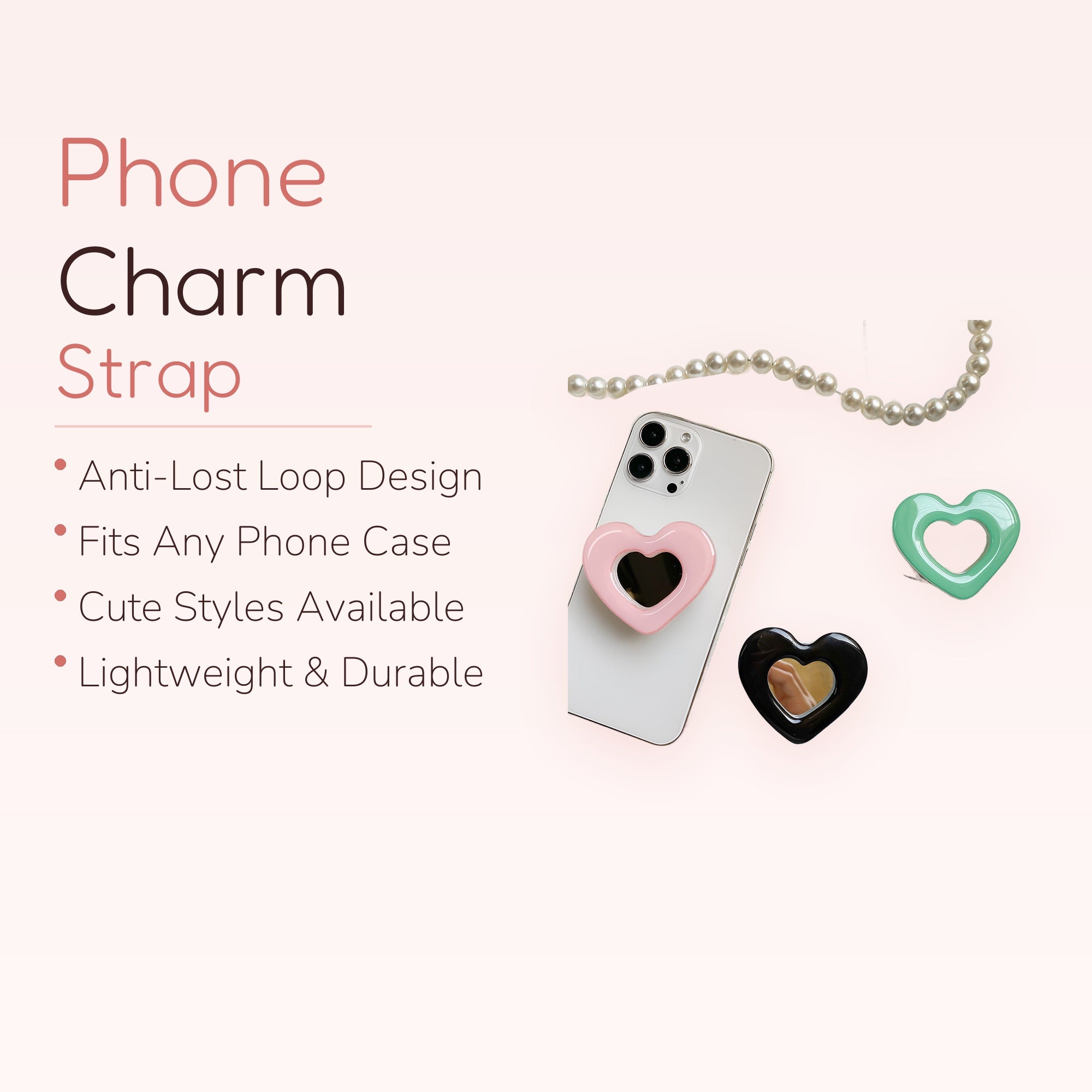Kawaii Heart Mirror Phone Grip | Cute Pop Socket Holder | Y2K Aesthetic | Trendy Phone Accessory | Gift for Her