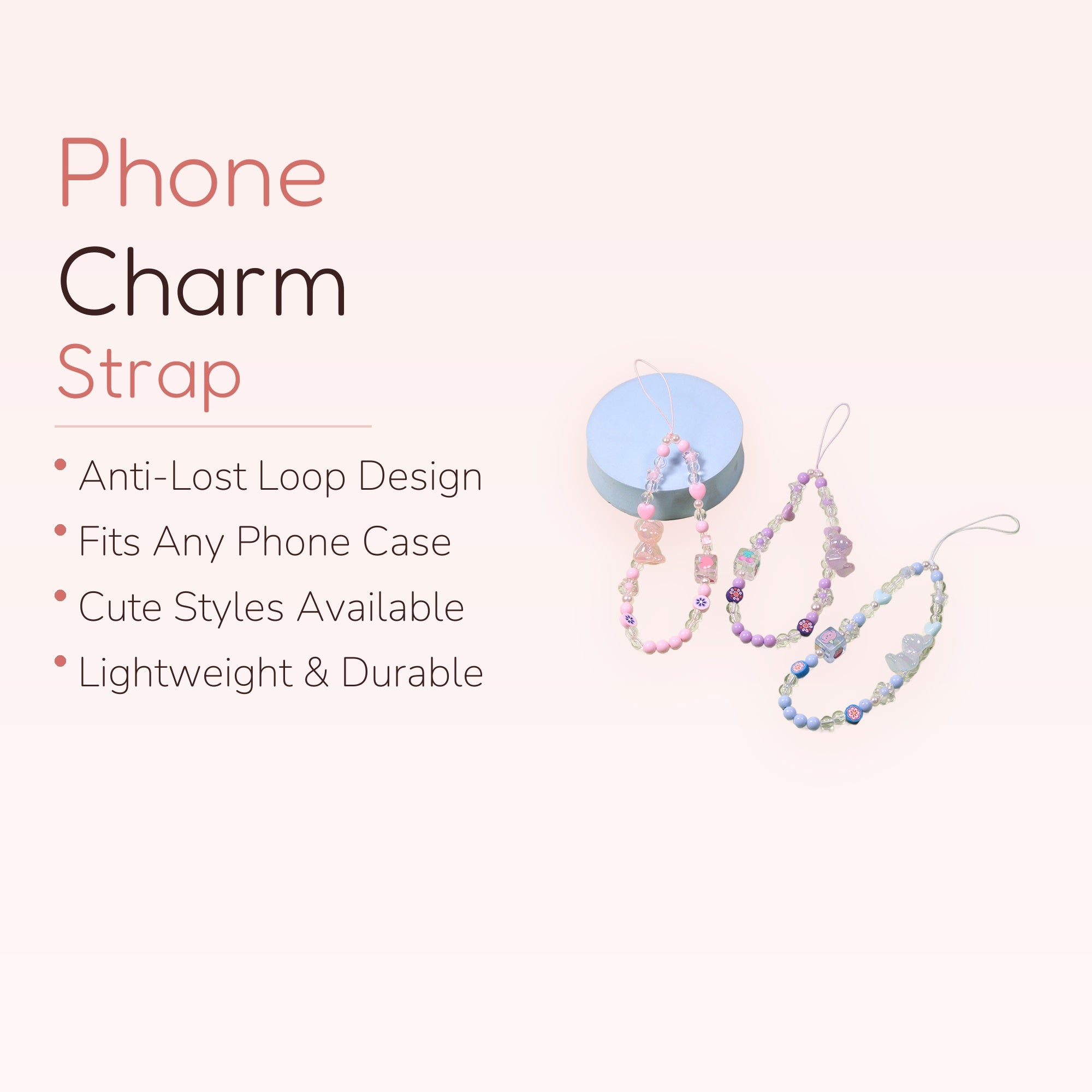Kawaii Bear Phone Charm Strap | Cute Beaded Wrist Lanyard | Y2K Aesthetic | Gift for Her | Trendy Phone Accessory