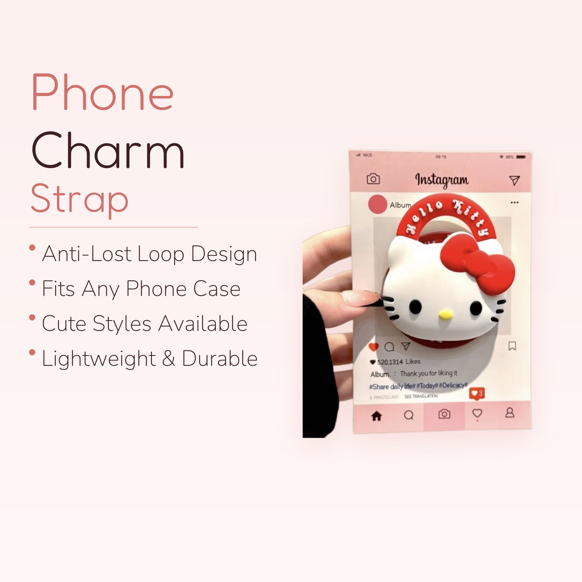 Kawaii Hello Kitty Phone Grip | Cute Red Bow Pop Socket Stand