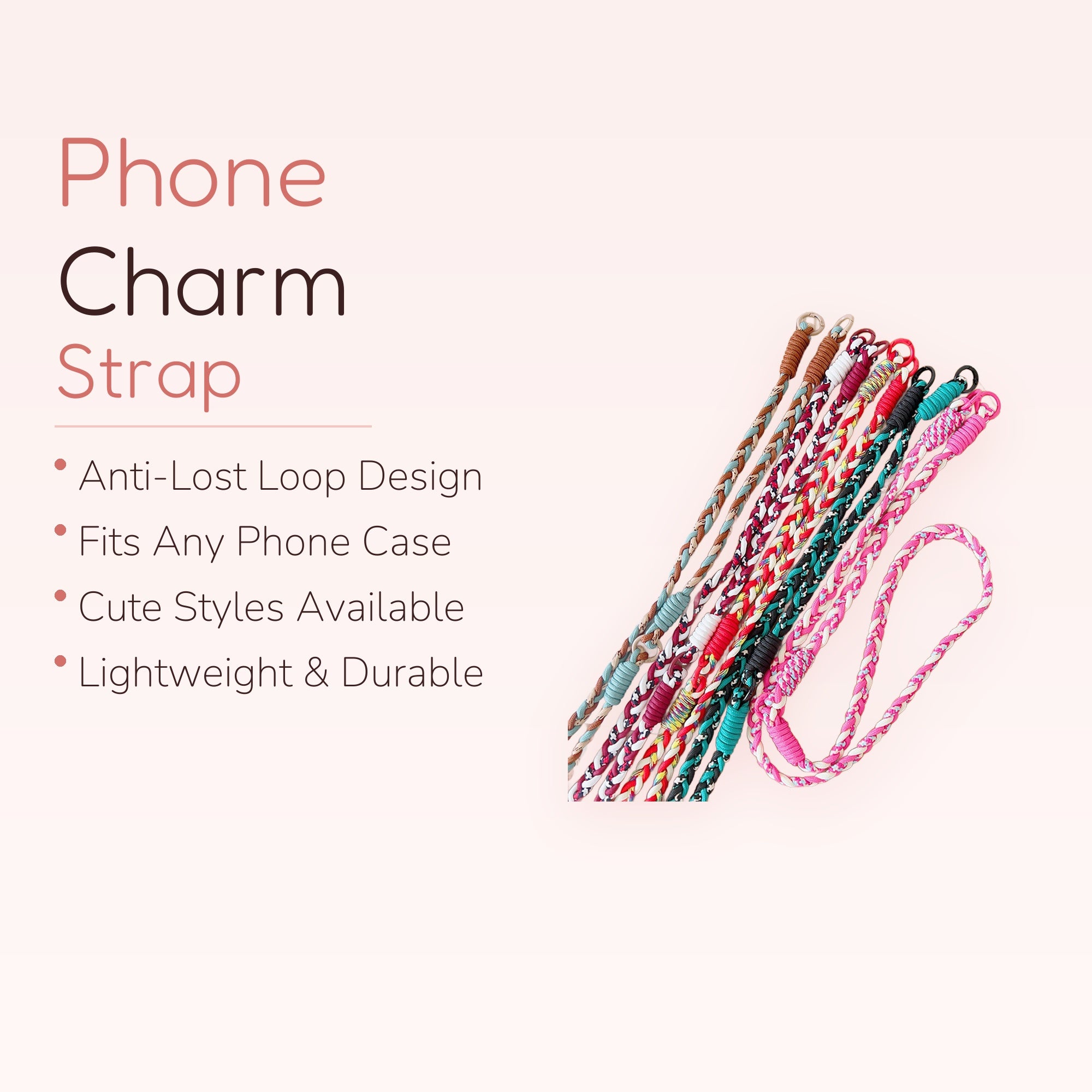 SIMPLYBUBBI — Assorted Braided Rope Phone Lanyard | Vivid Woven Wrist Strap