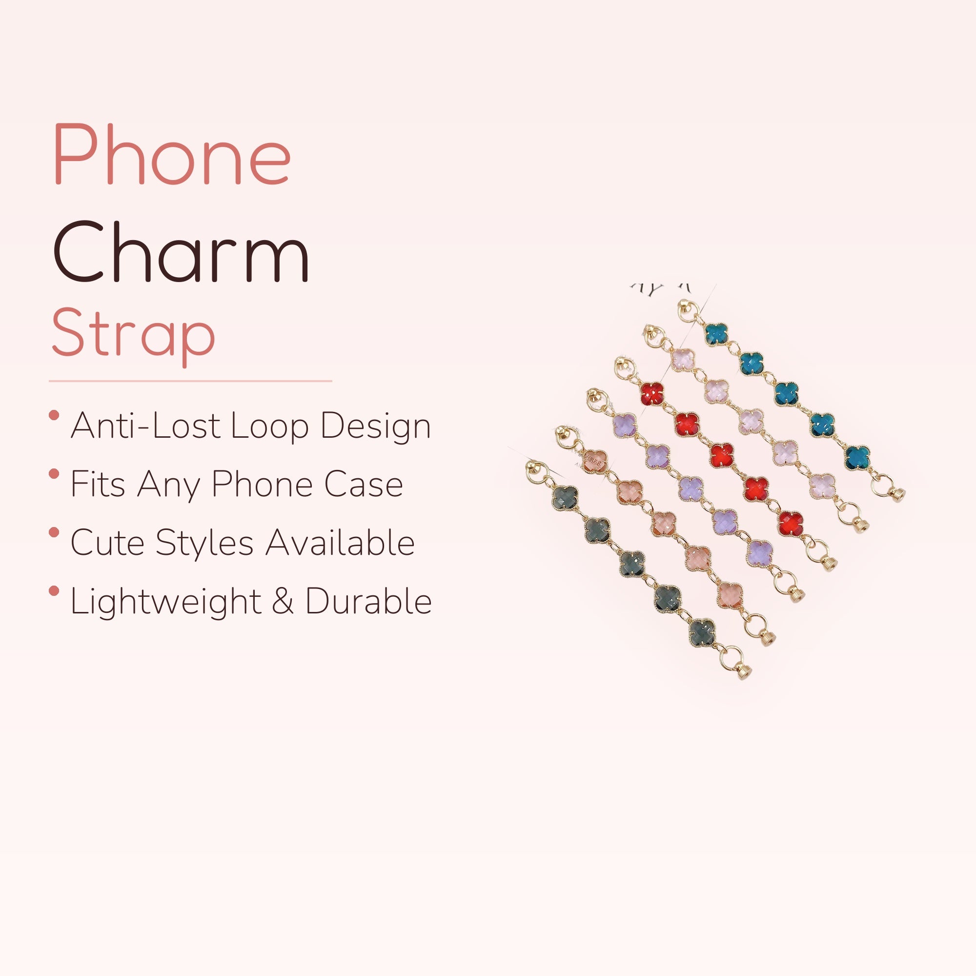 Colorful Clover Charm Phone Strap | Aesthetic Beaded Wrist Lanyard